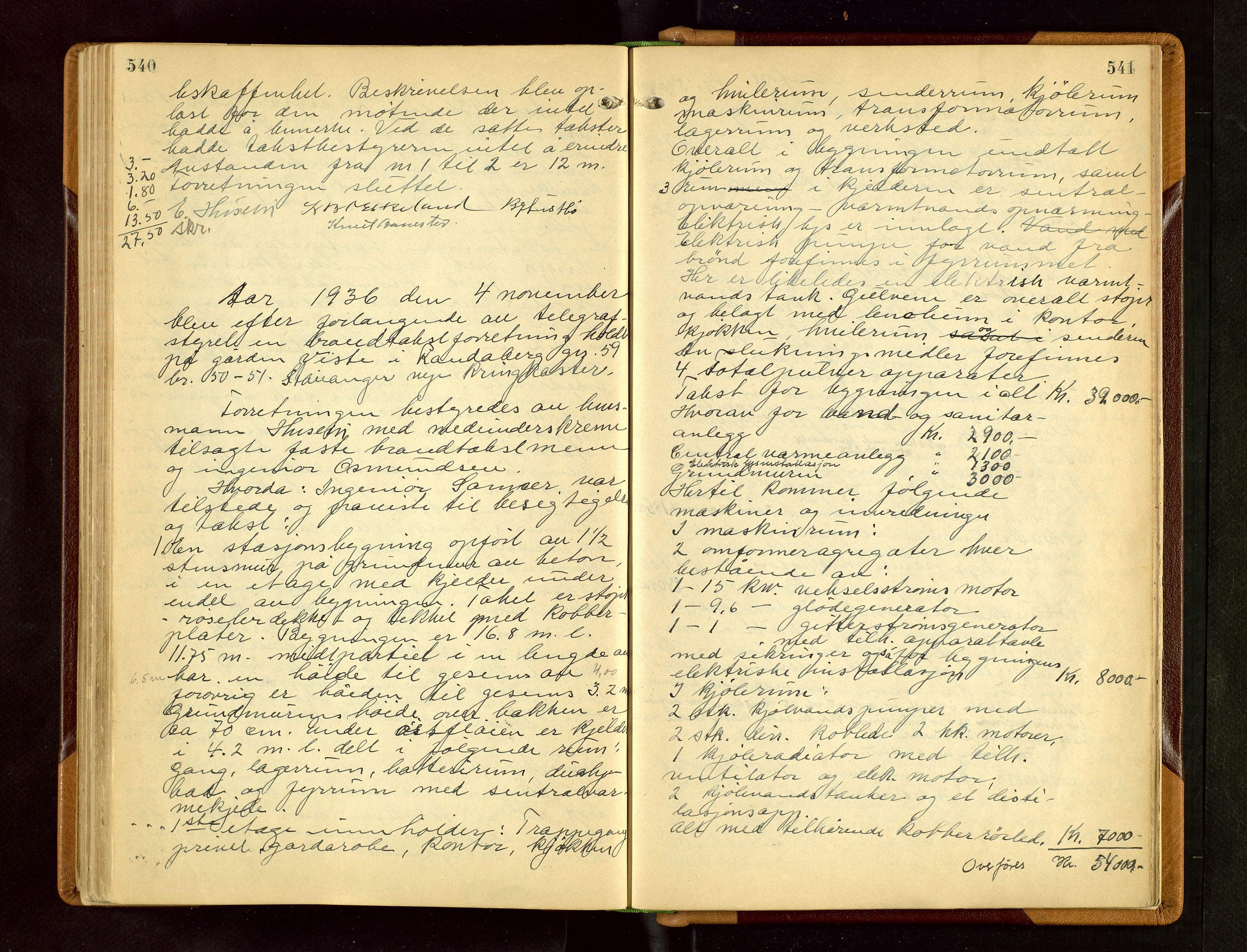 Hetland lensmannskontor, AV/SAST-A-100101/Goa/L0006: "Branntakstprotokoll", 1921-1938, s. 540-541