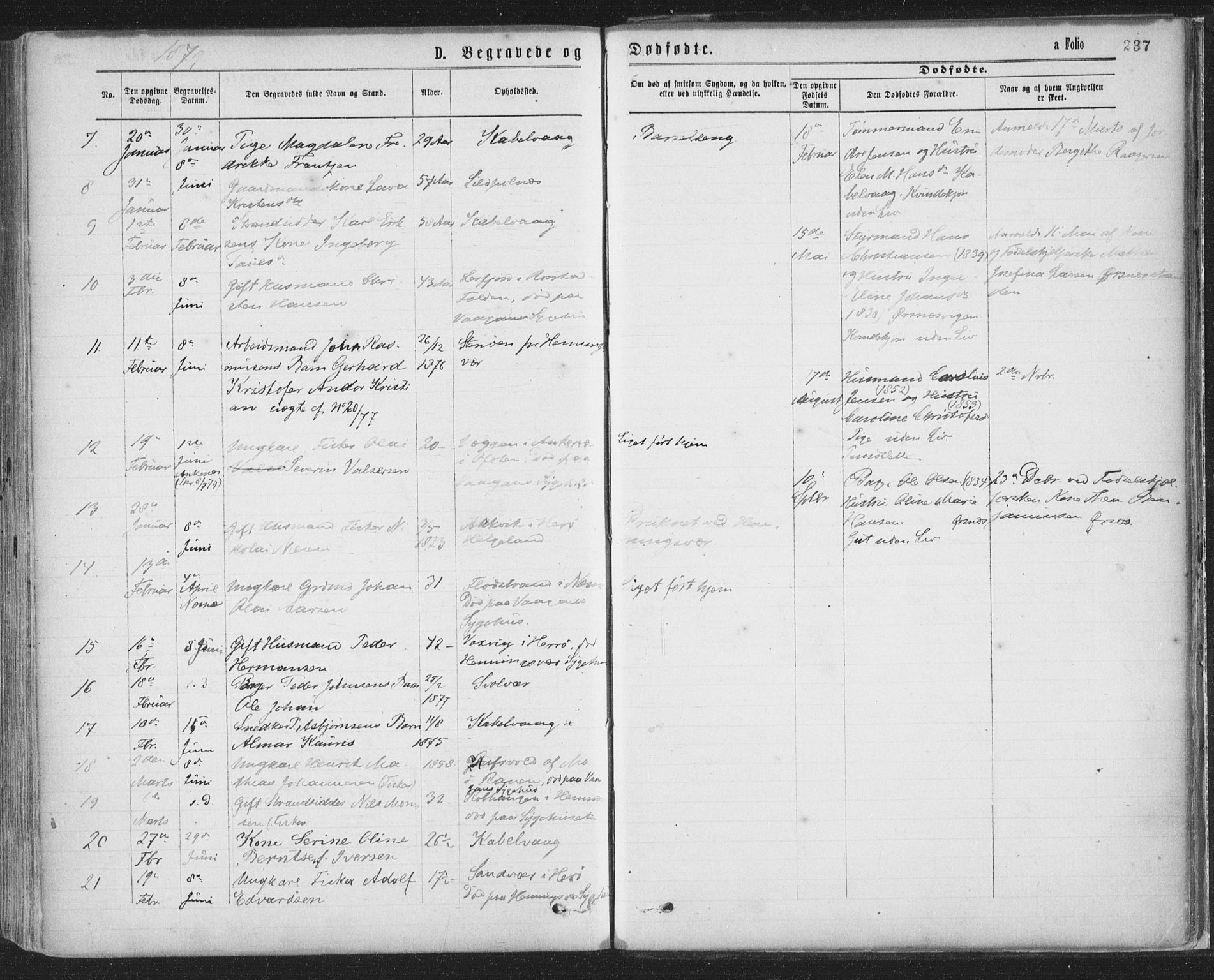 Ministerialprotokoller, klokkerbøker og fødselsregistre - Nordland, AV/SAT-A-1459/874/L1058: Ministerialbok nr. 874A02, 1878-1883, s. 237