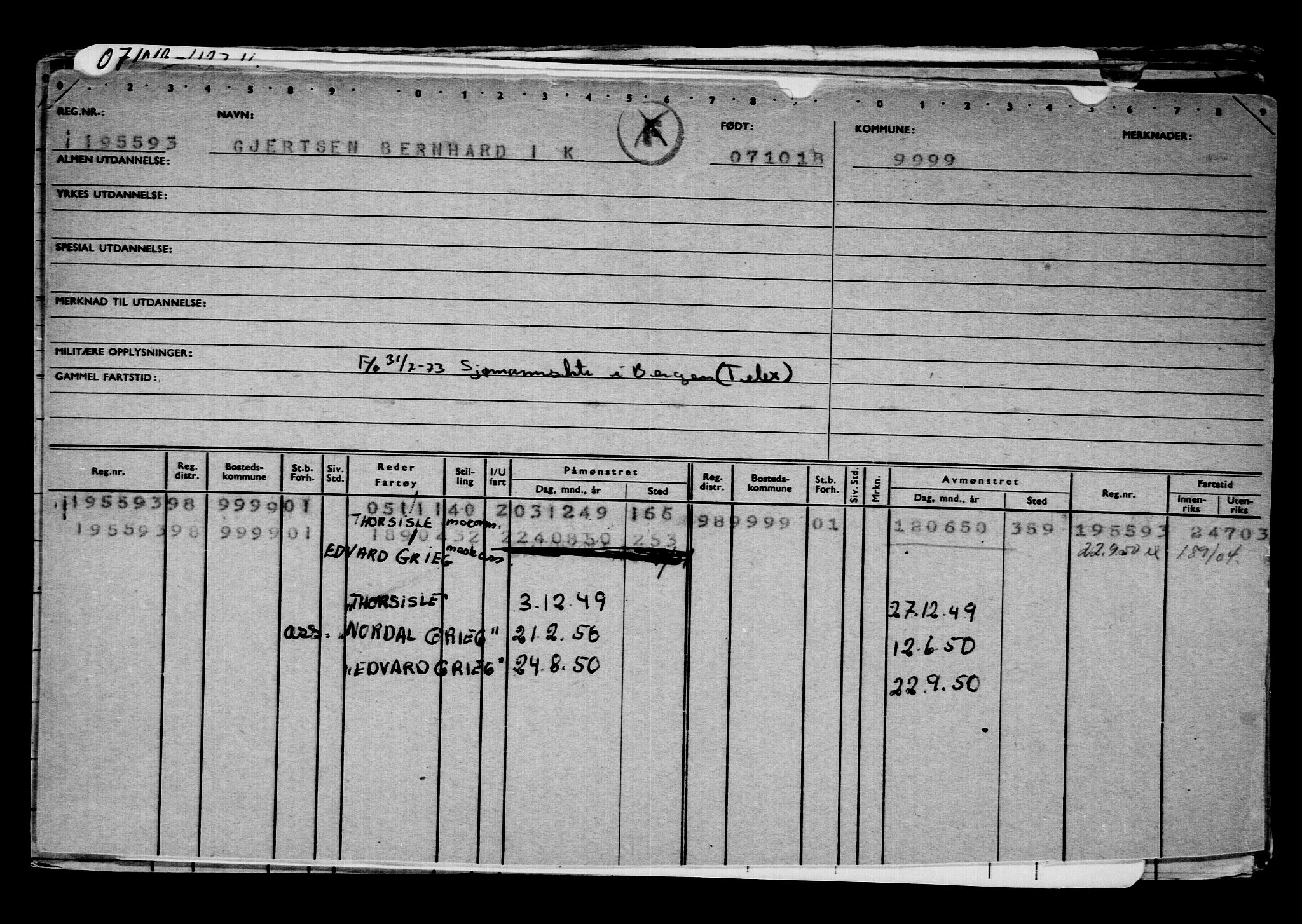 Direktoratet for sjømenn, AV/RA-S-3545/G/Gb/L0163: Hovedkort, 1918, s. 157