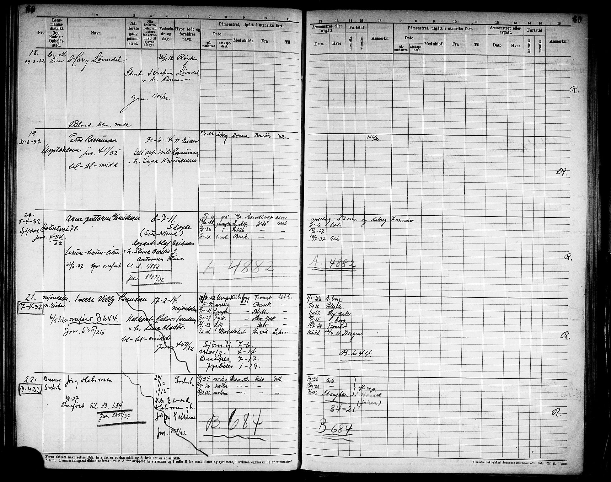 Drammen innrulleringsdistrikt, SAKO/A-781/F/Fd/L0007: Midlertidige patenter, 1930-1940, s. 62