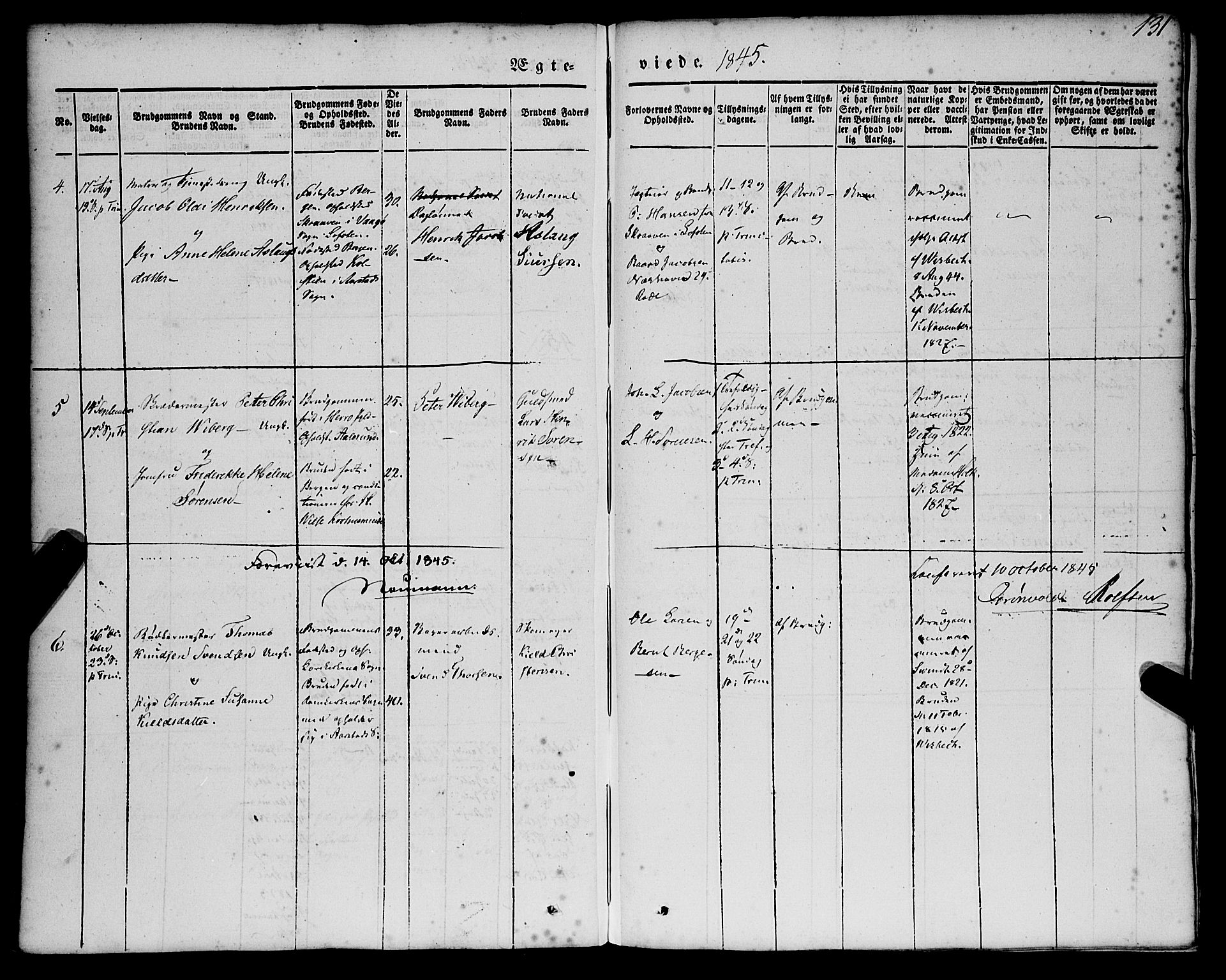 St. Jørgens hospital og Årstad sokneprestembete, AV/SAB-A-99934: Ministerialbok nr. A 4, 1844-1863, s. 131