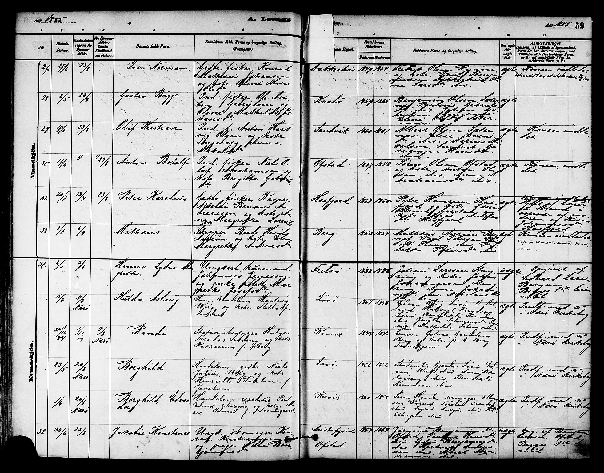 Ministerialprotokoller, klokkerbøker og fødselsregistre - Nord-Trøndelag, SAT/A-1458/786/L0686: Ministerialbok nr. 786A02, 1880-1887, s. 59