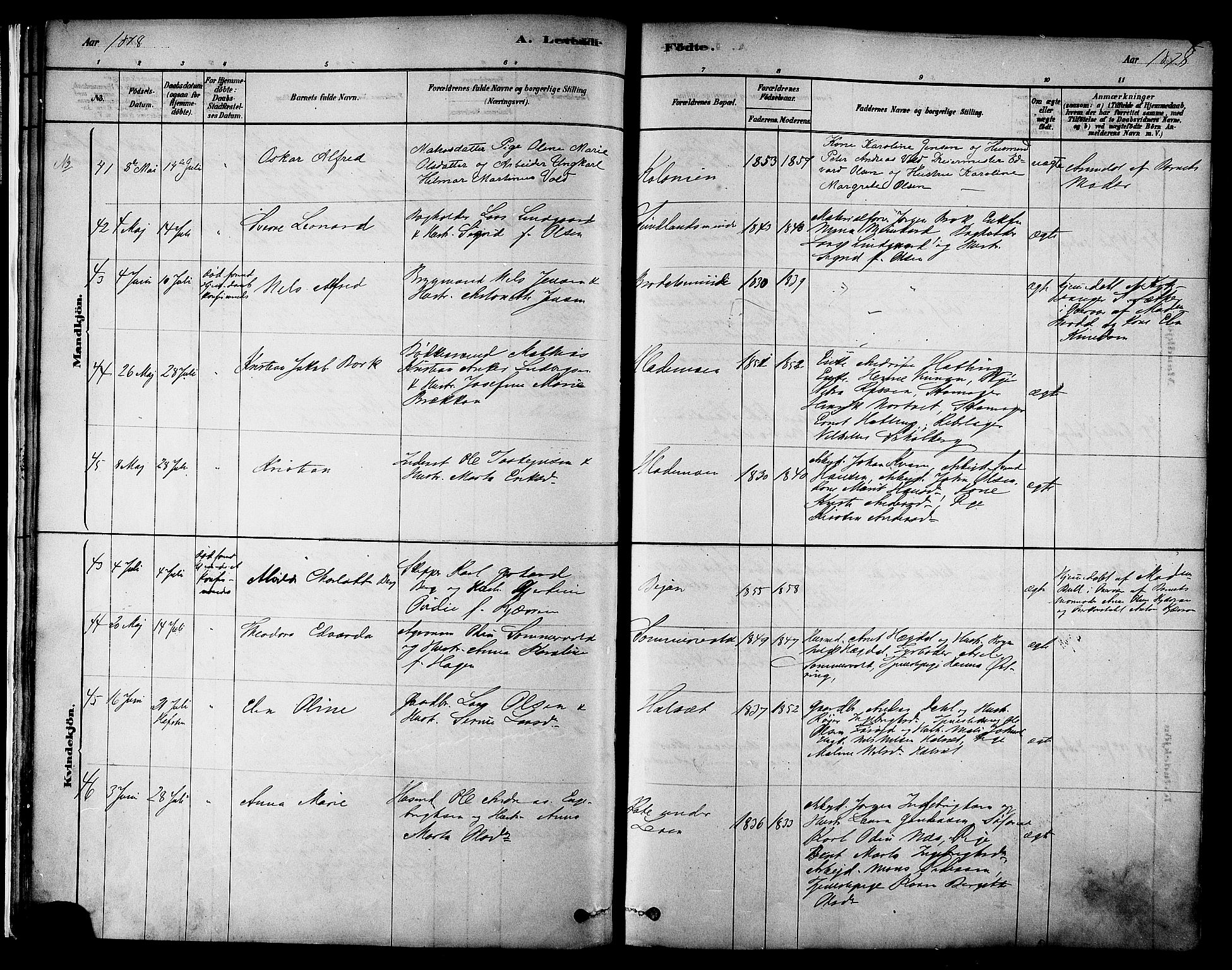 Ministerialprotokoller, klokkerbøker og fødselsregistre - Sør-Trøndelag, SAT/A-1456/606/L0294: Ministerialbok nr. 606A09, 1878-1886, s. 15