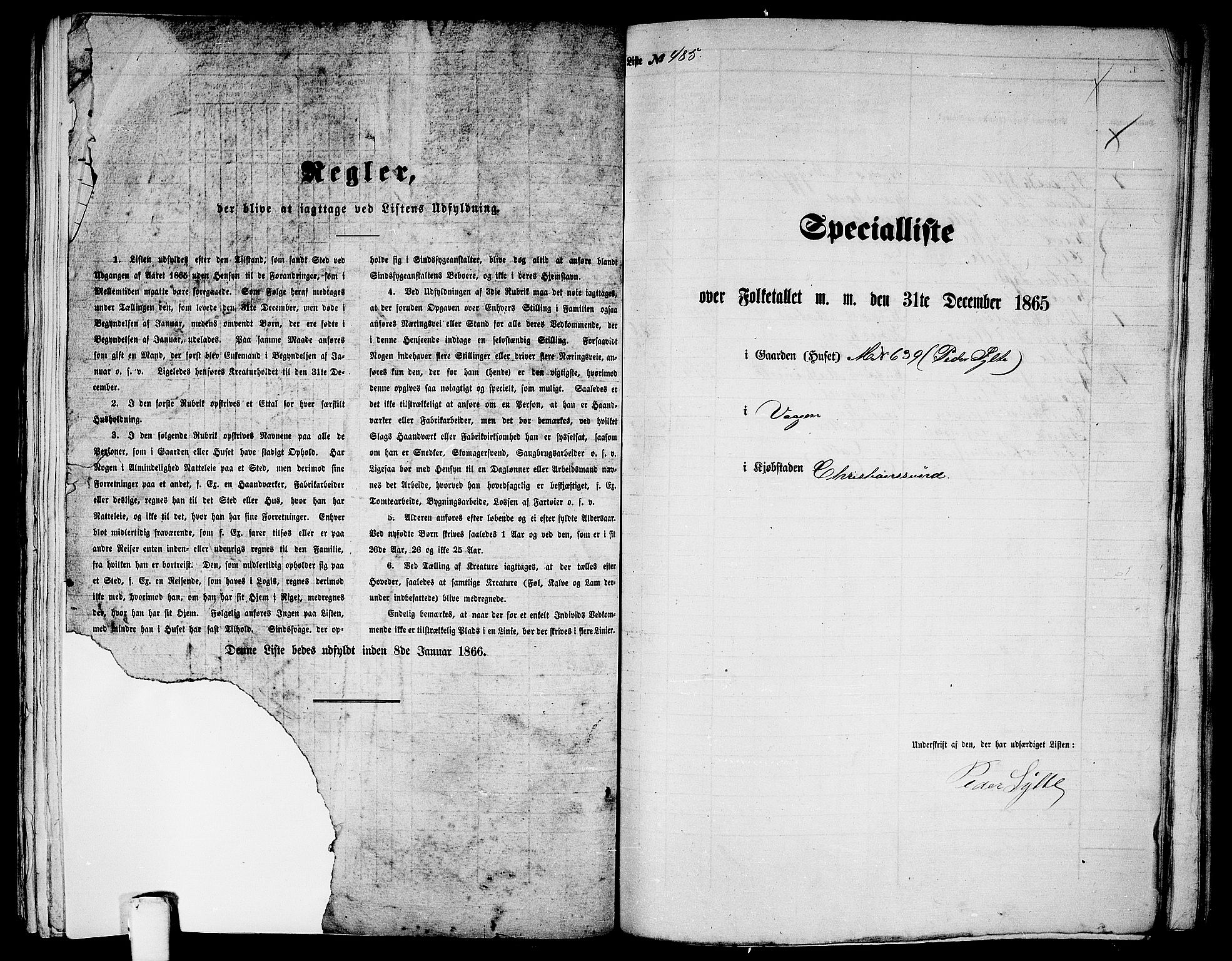 RA, Folketelling 1865 for 1503B Kristiansund prestegjeld, Kristiansund kjøpstad, 1865, s. 986