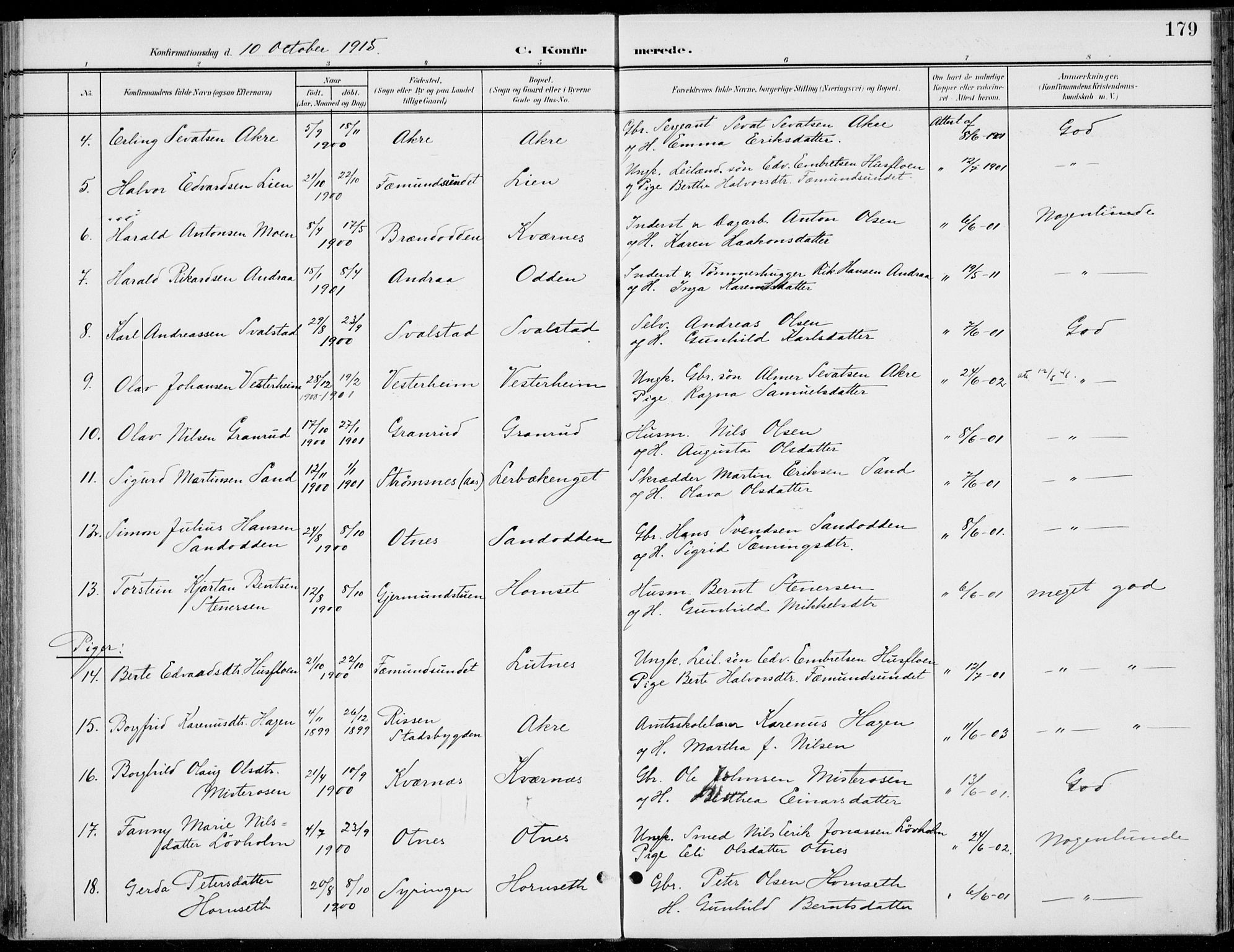 Rendalen prestekontor, AV/SAH-PREST-054/H/Ha/Haa/L0011: Ministerialbok nr. 11, 1901-1925, s. 179