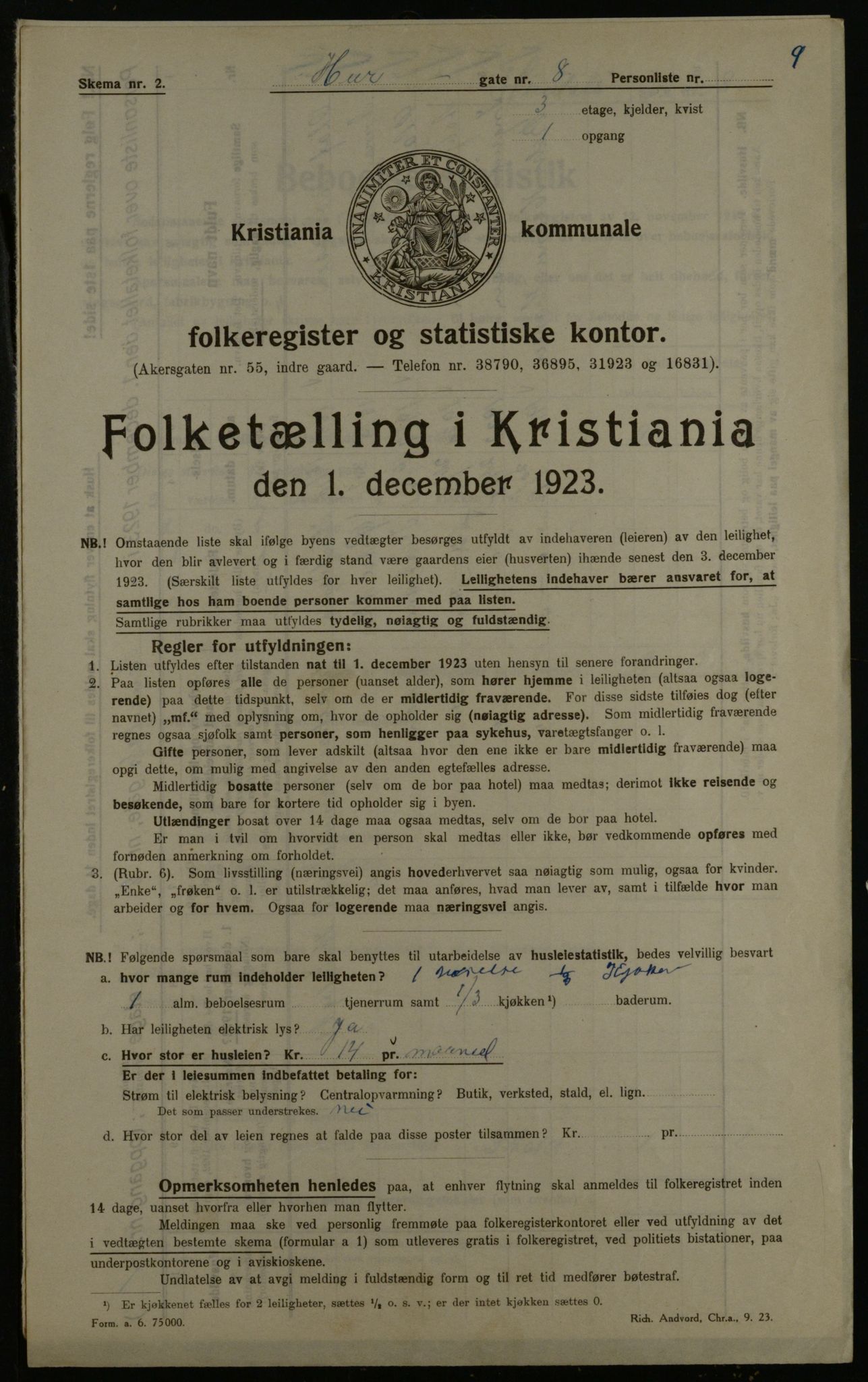 OBA, Kommunal folketelling 1.12.1923 for Kristiania, 1923, s. 47141