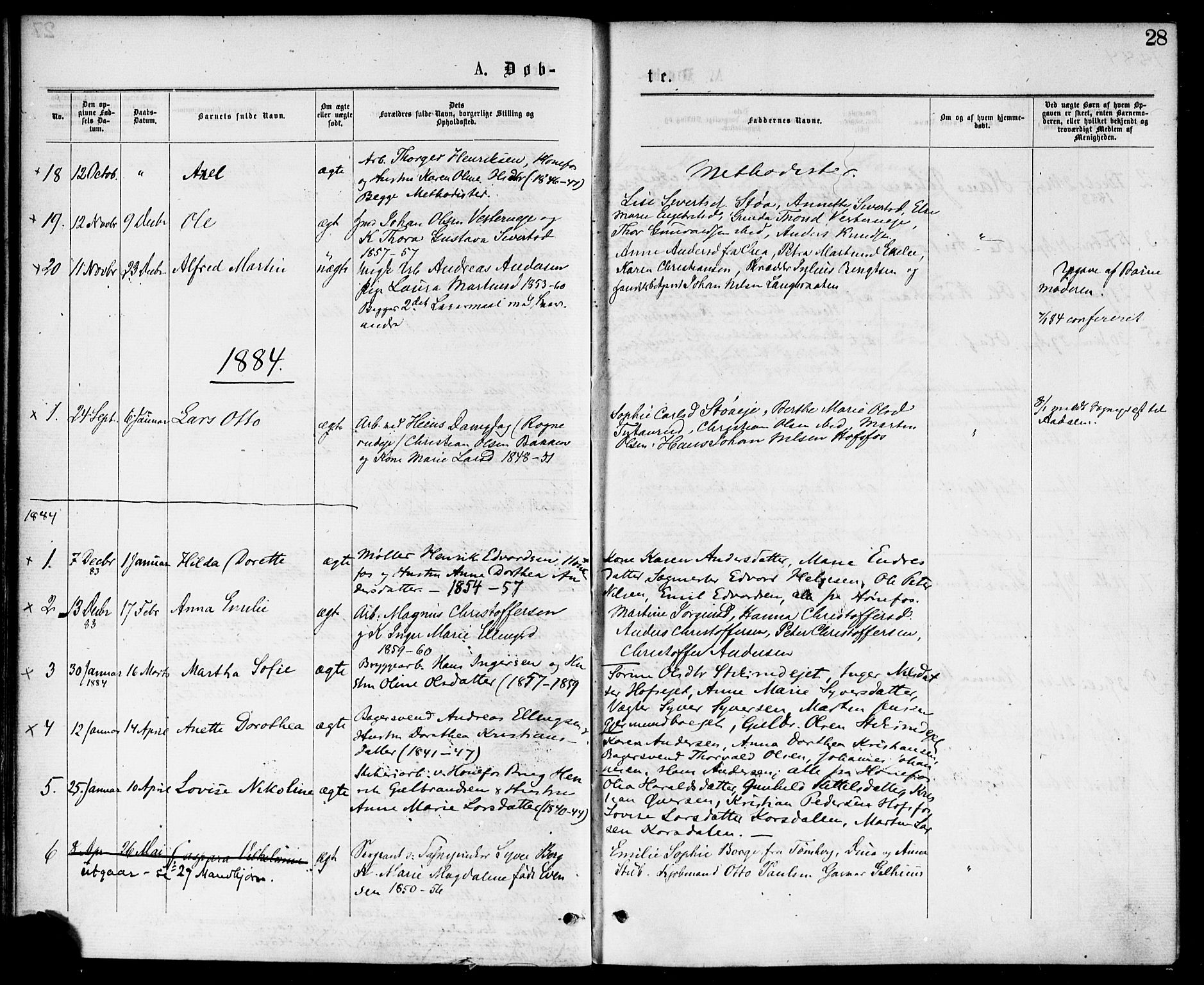 Hønefoss kirkebøker, AV/SAKO-A-609/F/Fa/L0001: Ministerialbok nr. 1, 1875-1887, s. 28