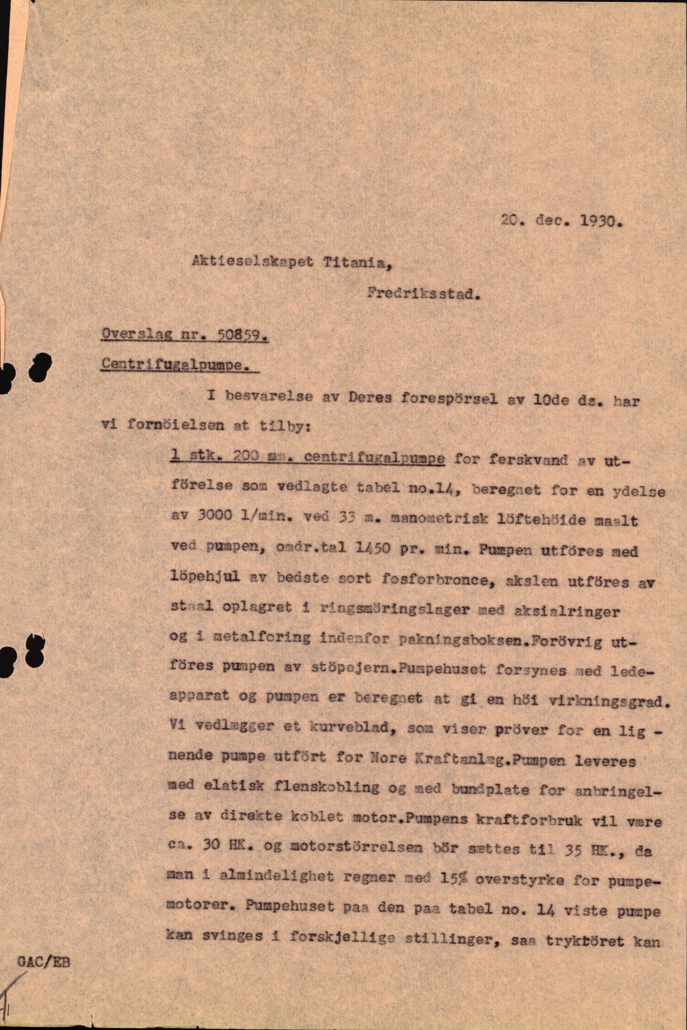 Kværner Brug, AV/RA-PA-1190/E/Ea/L0576/0003: -- / A/S Titania - A/S Titan co., 1919-1936