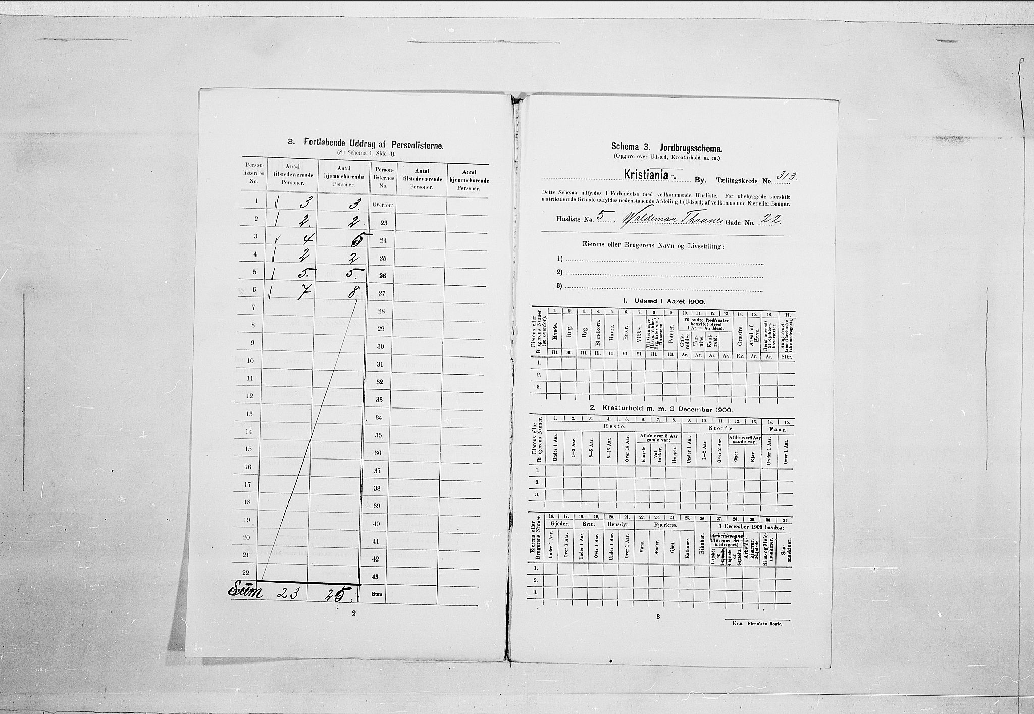 SAO, Folketelling 1900 for 0301 Kristiania kjøpstad, 1900, s. 110404