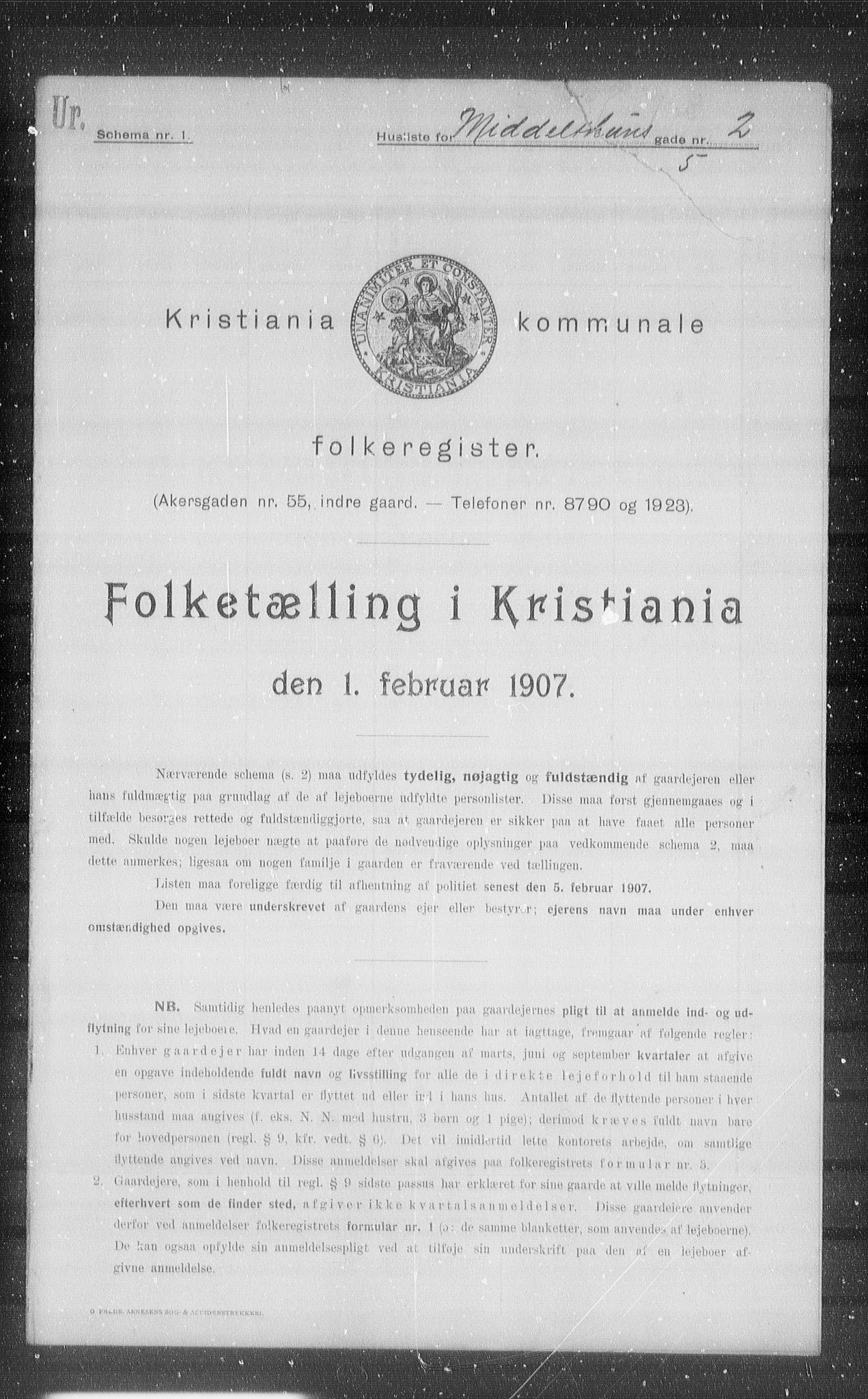 OBA, Kommunal folketelling 1.2.1907 for Kristiania kjøpstad, 1907, s. 33356