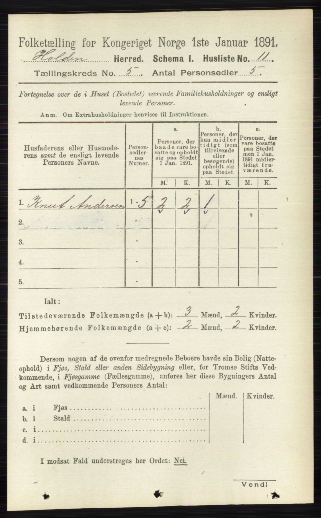 RA, Folketelling 1891 for 0819 Holla herred, 1891, s. 2738