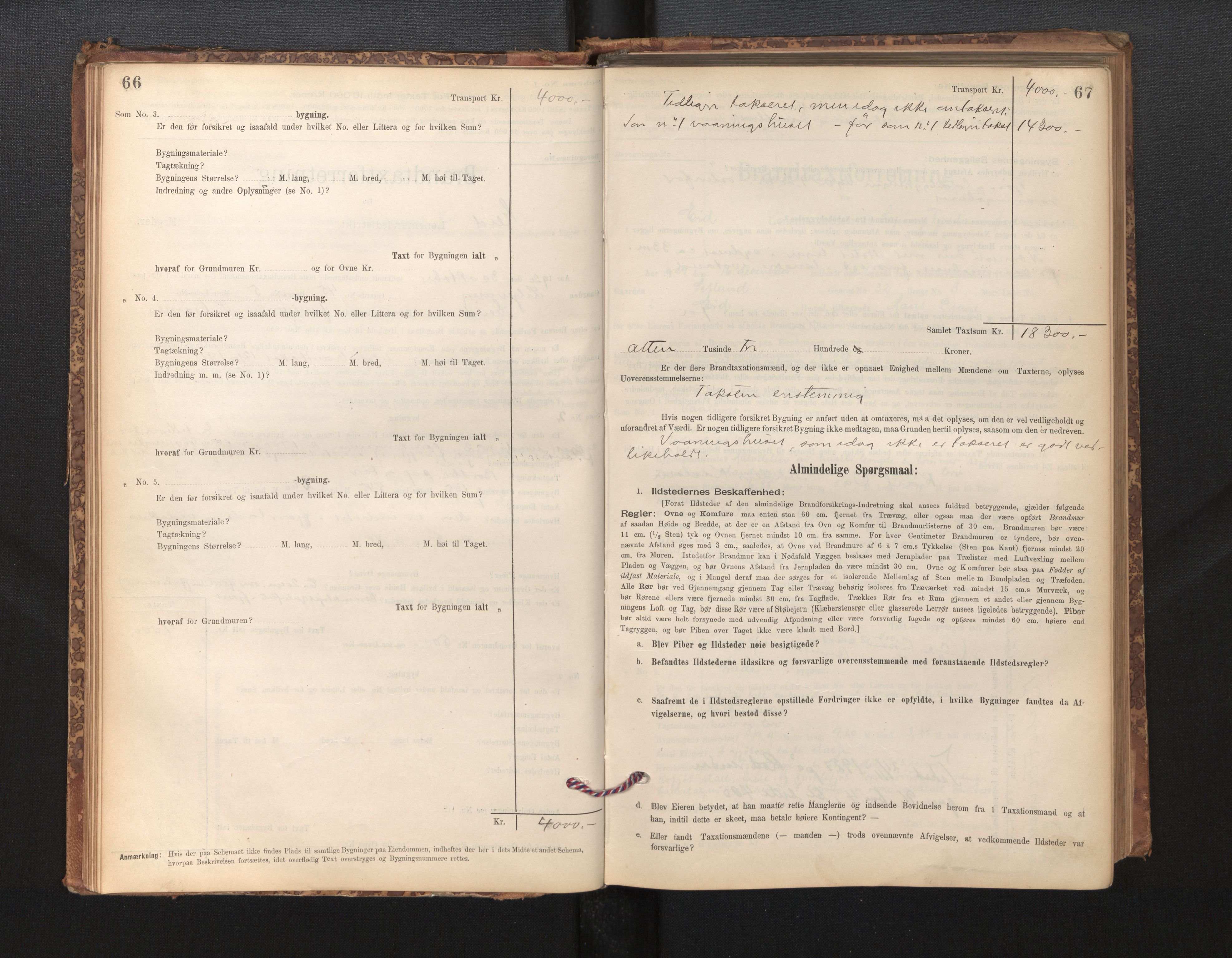 Lensmannen i Eid, SAB/A-27001/0012/L0007: Branntakstprotokoll, skjematakst, 1896-1929, s. 66-67