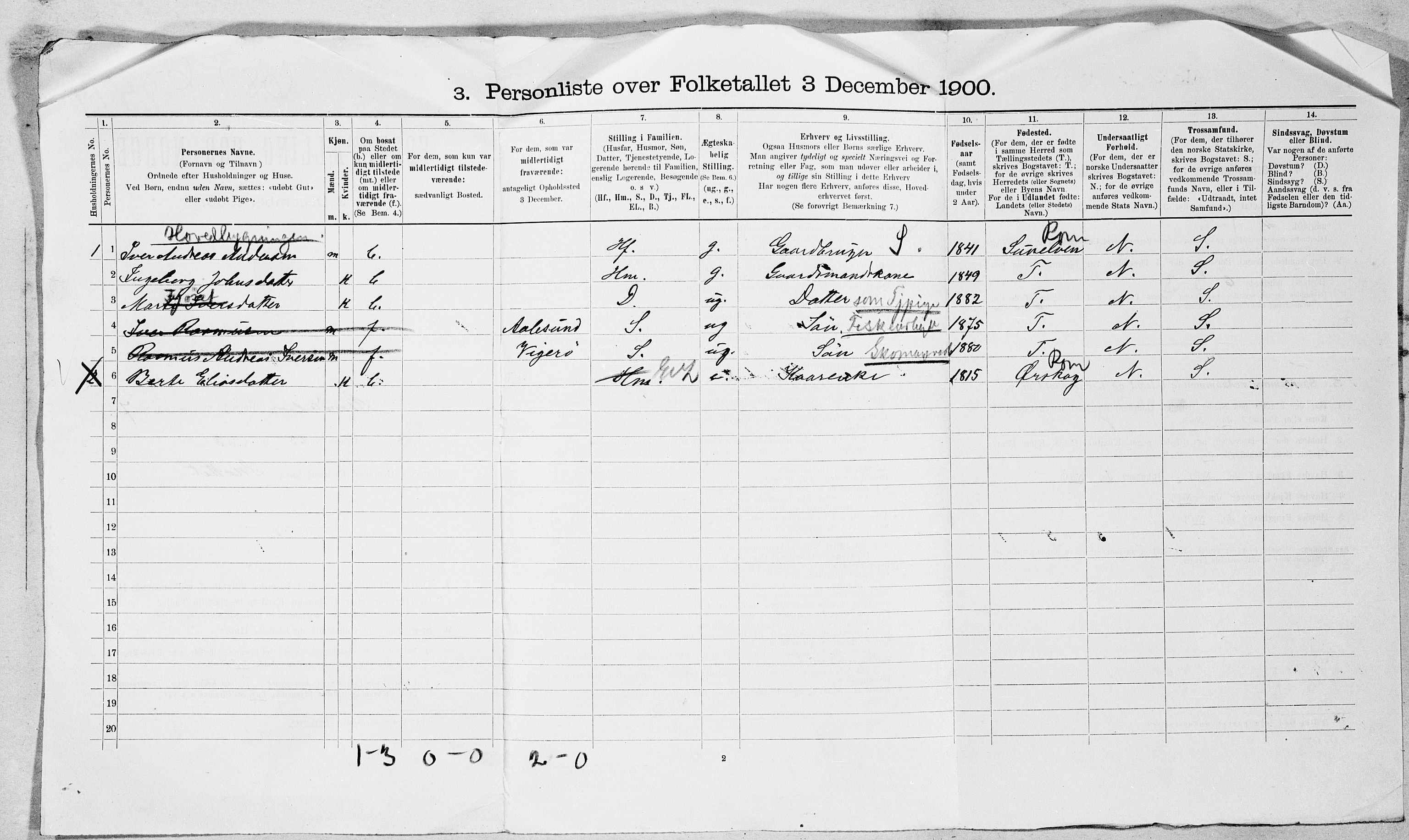 SAT, Folketelling 1900 for 1526 Stordal herred, 1900, s. 5