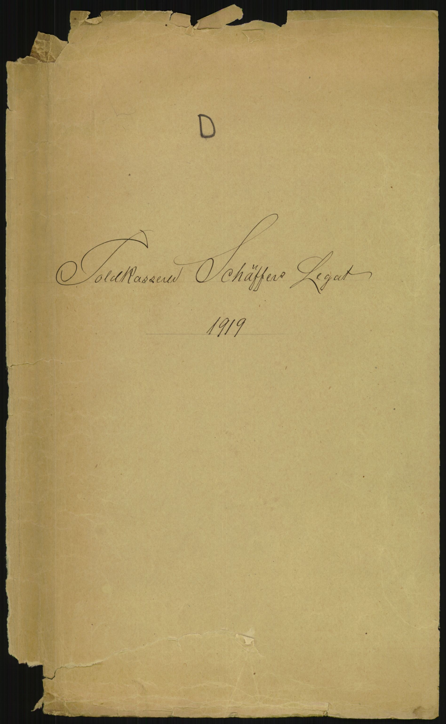 Kirke- og undervisningsdepartementet, 1. skolekontor D, RA/S-1021/E/Ed/L0280: Tollkasserer Schäffers legat, 1917-1919