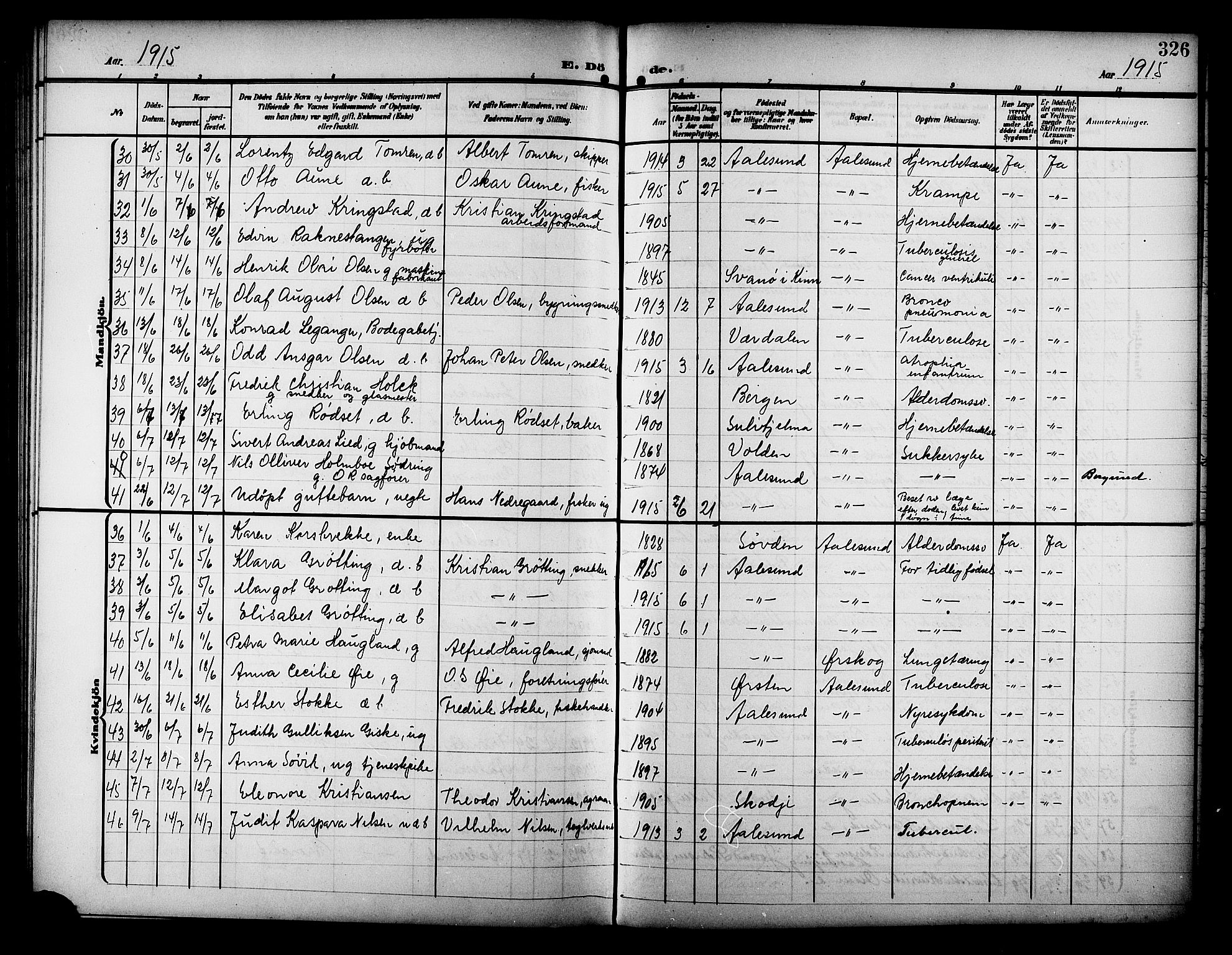 Ministerialprotokoller, klokkerbøker og fødselsregistre - Møre og Romsdal, AV/SAT-A-1454/529/L0470: Klokkerbok nr. 529C07, 1907-1917, s. 326