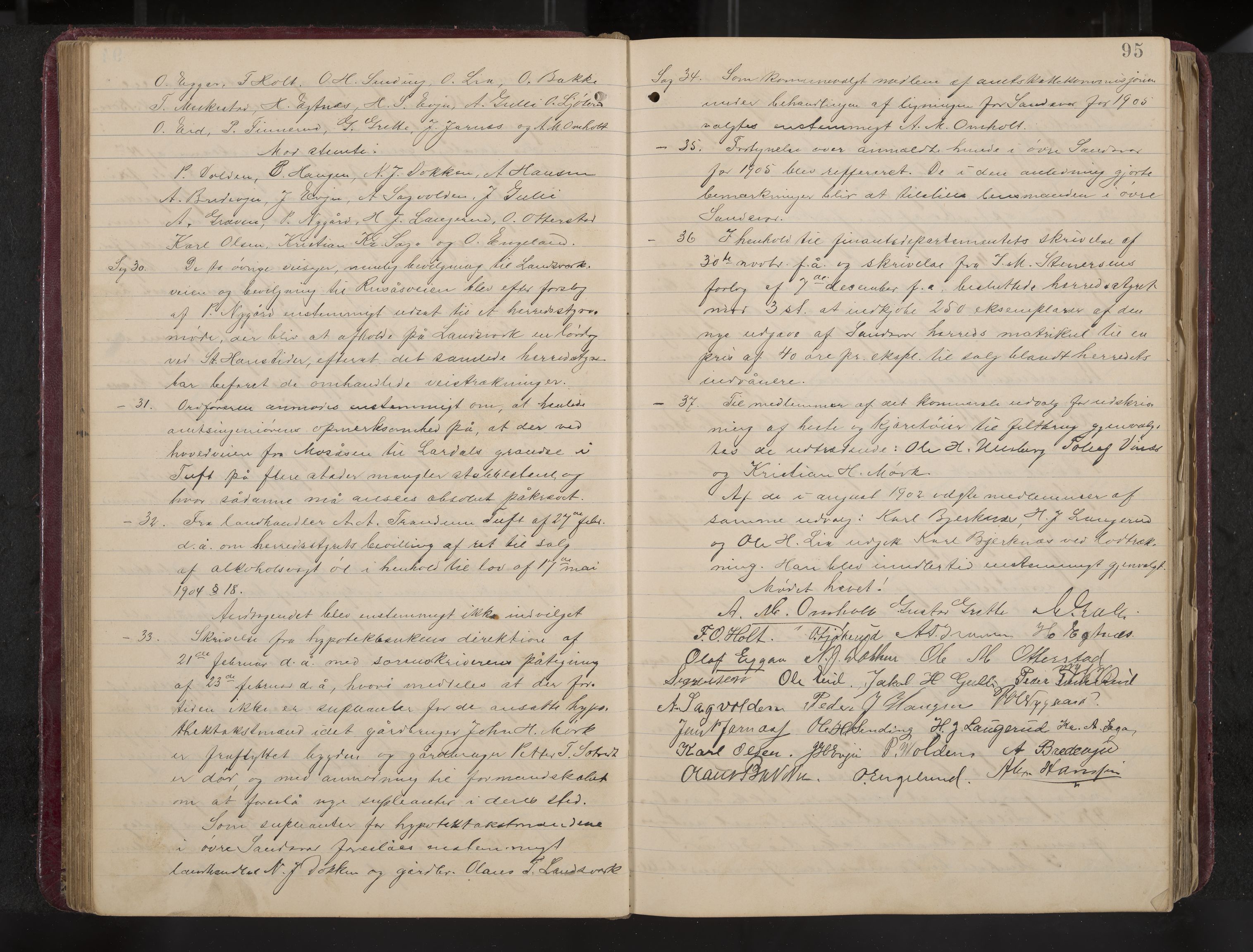Ytre Sandsvær formannskap og sentraladministrasjon, IKAK/0629021/A/Aa/L0001: Møtebok med register, 1902-1919, s. 95