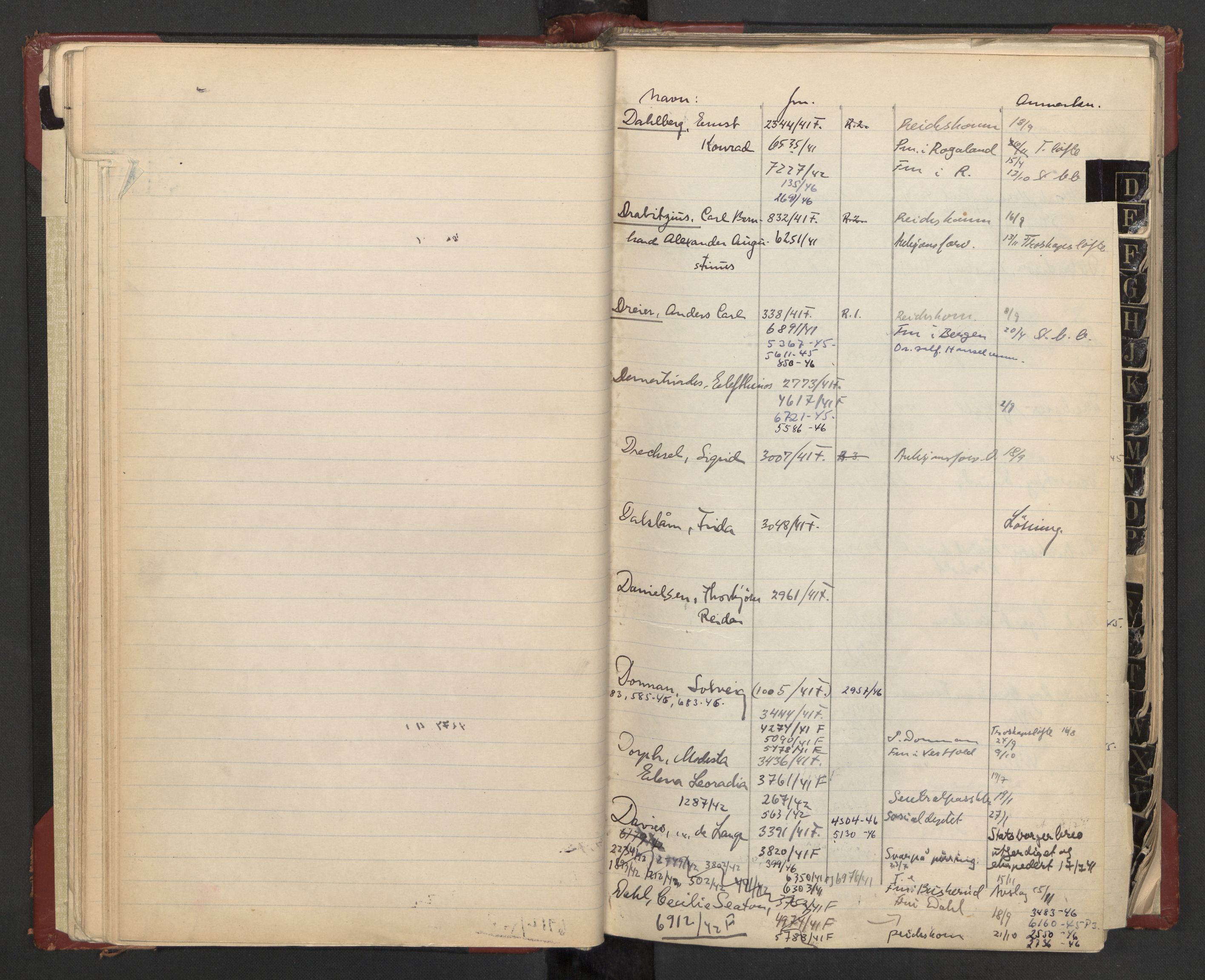 Justisdepartementet, 3. politikontor P3, AV/RA-S-1051/C/Cc/L0002: Journalregister over statsborgersaker, 1940-1946, s. 19