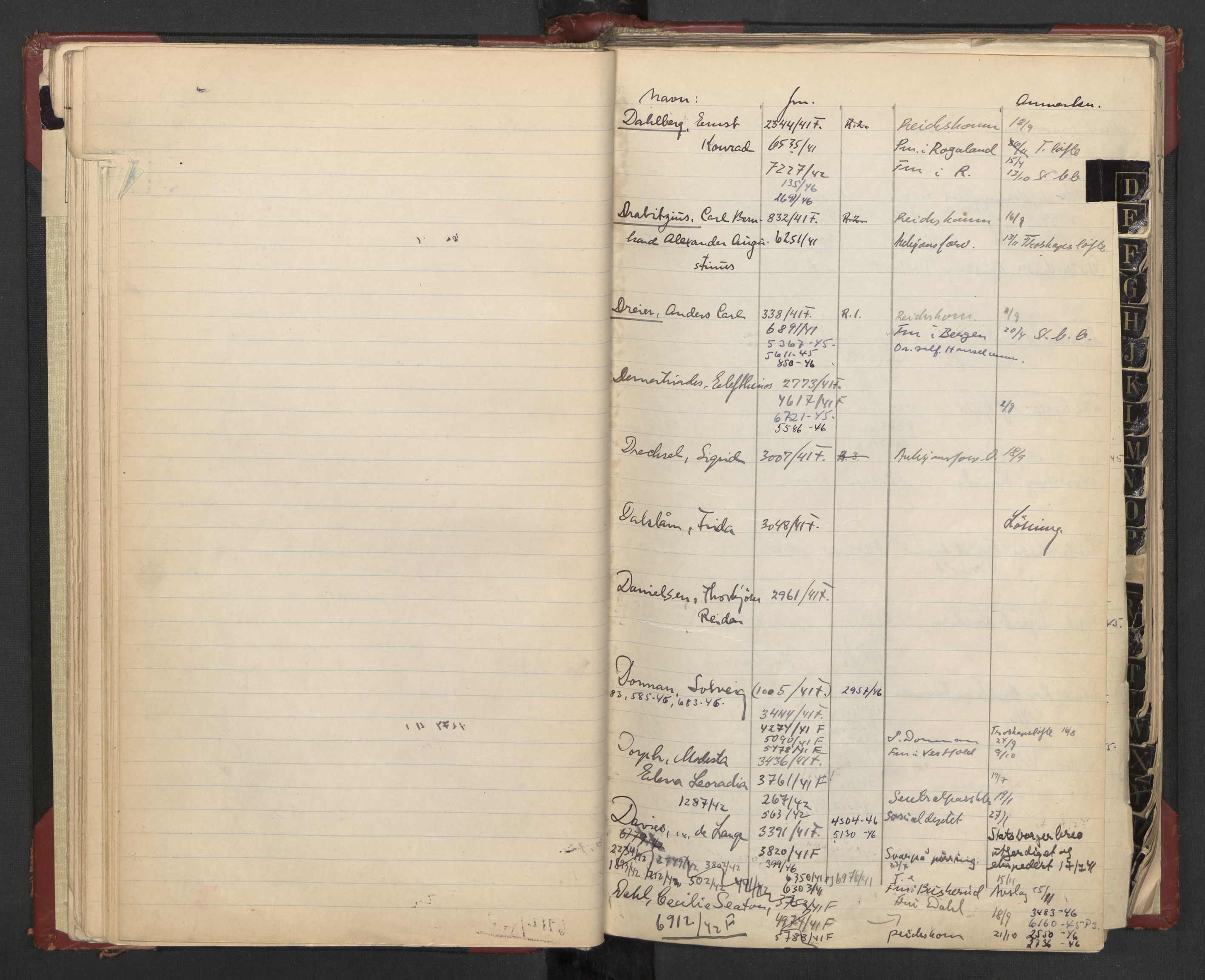 Justisdepartementet, 3. politikontor P3, RA/S-1051/C/Cc/L0002: Journalregister over statsborgersaker, 1940-1946, s. 19