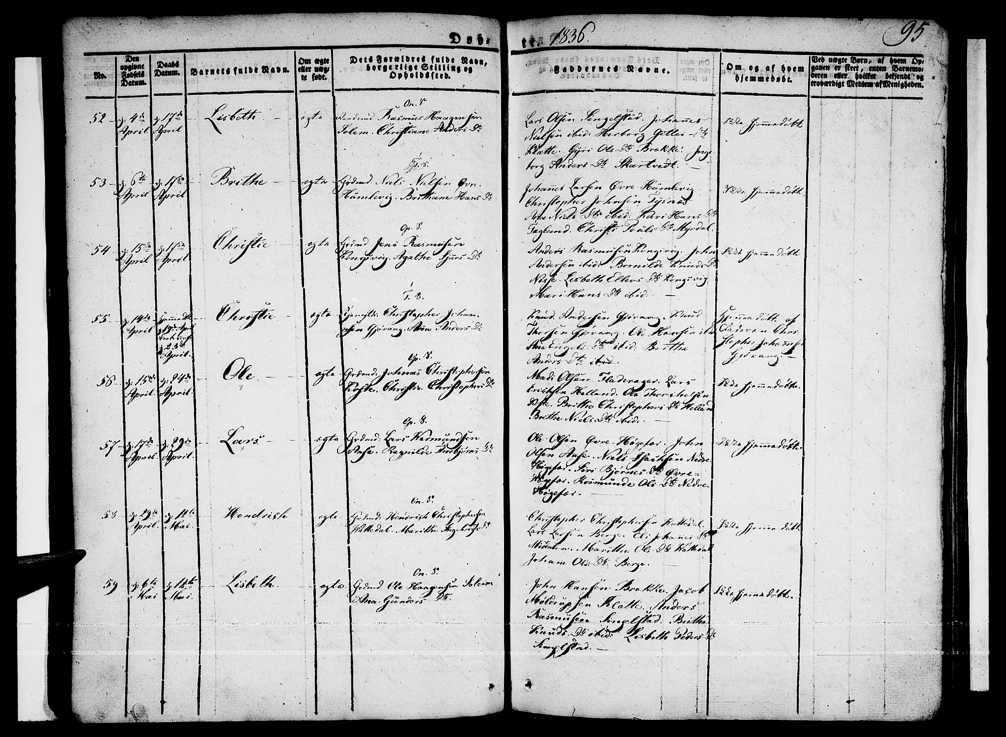 Tysnes sokneprestembete, SAB/A-78601/H/Haa: Ministerialbok nr. A 8, 1826-1837, s. 95