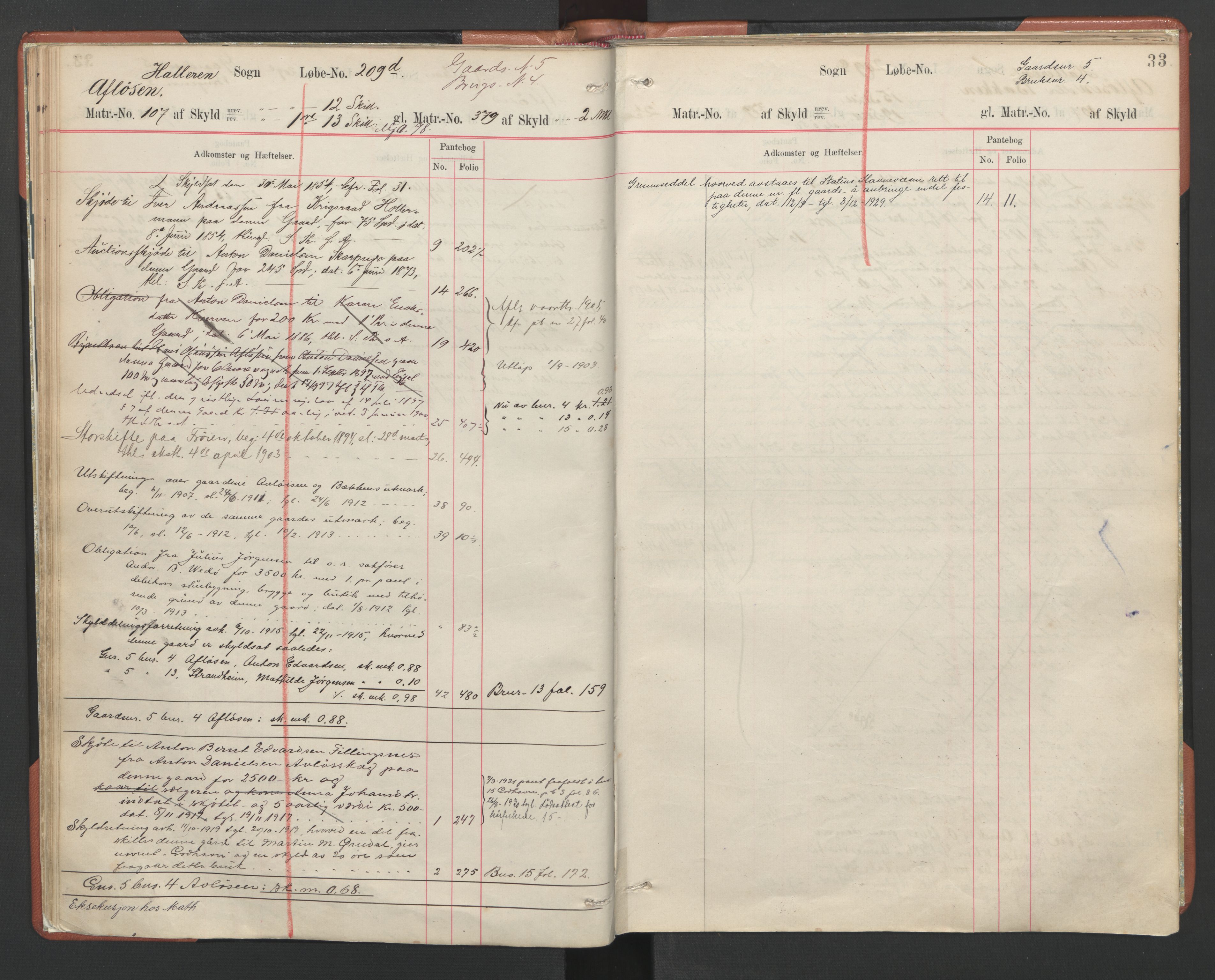 Hitra sorenskriveri, AV/SAT-A-0018/2/2A/L0001: Panteregister nr. 1, s. 33