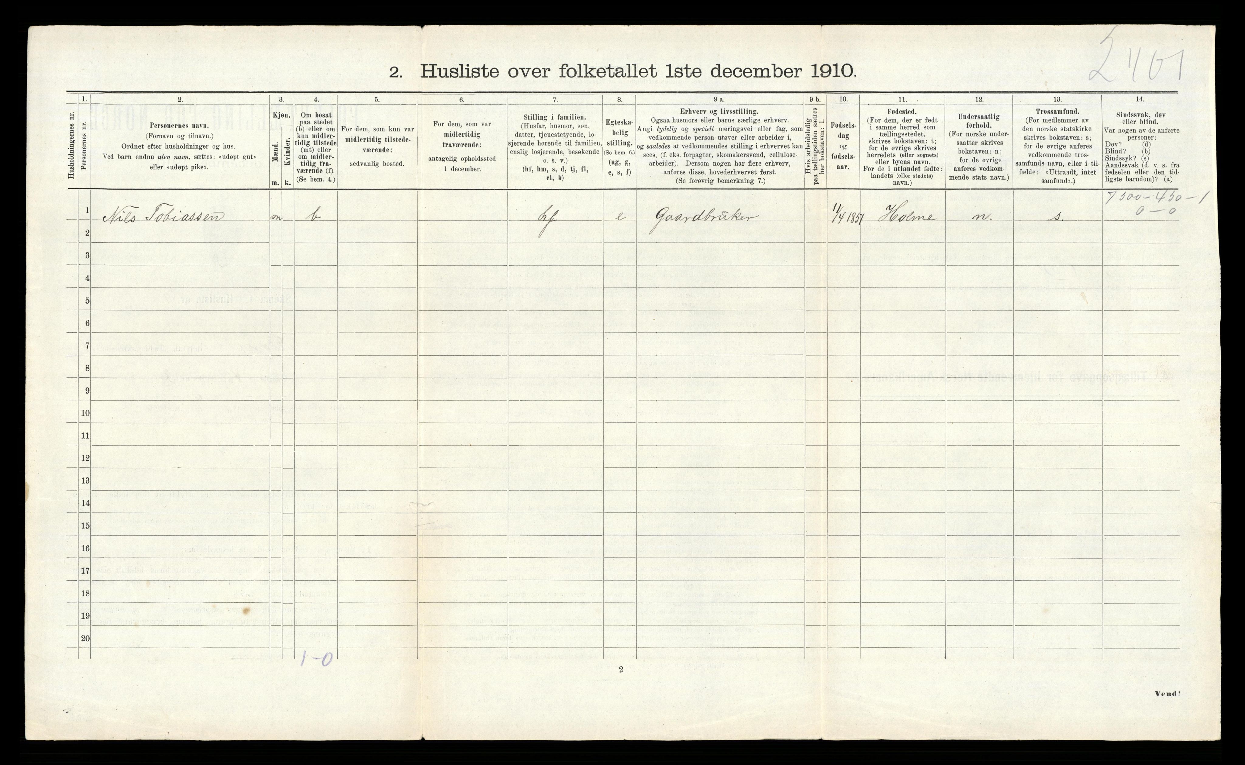 RA, Folketelling 1910 for 1018 Søgne herred, 1910, s. 1071