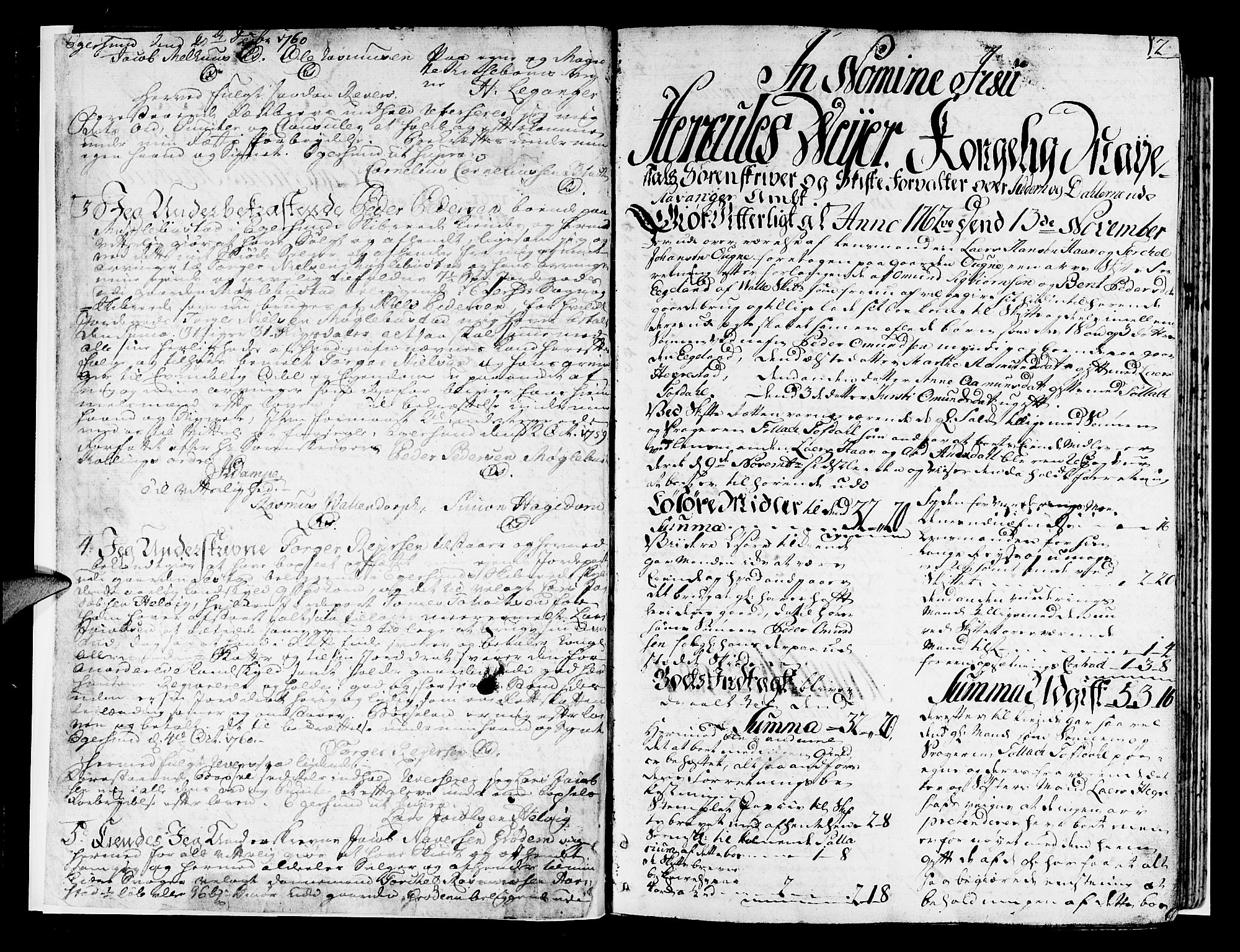 Jæren og Dalane sorenskriveri, AV/SAST-A-100306/5/50BA/L0013: SKIFTEPROTOKOLL, 1761-1763, s. 1b-2a