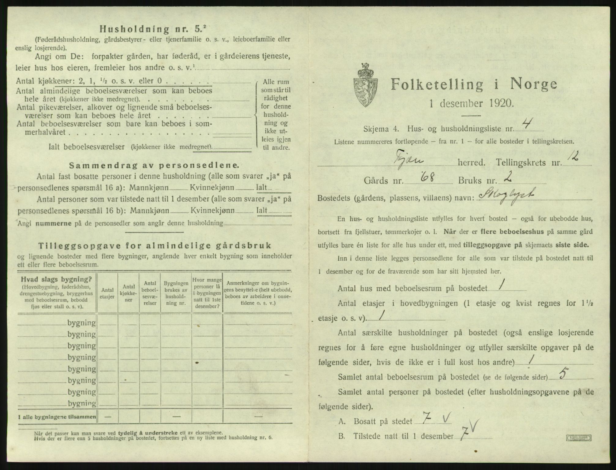 SAK, Folketelling 1920 for 0923 Fjære herred, 1920, s. 2057