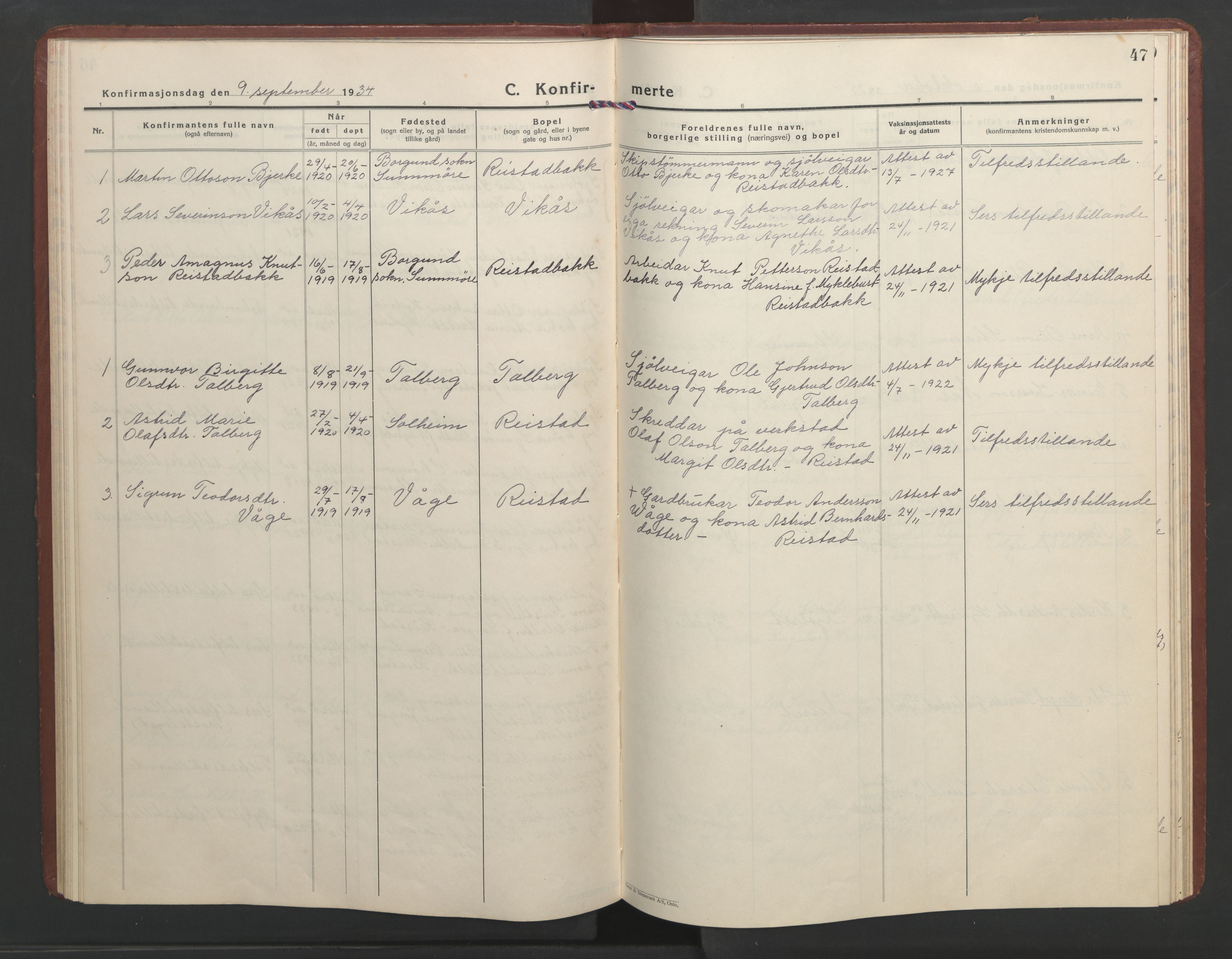 Ministerialprotokoller, klokkerbøker og fødselsregistre - Møre og Romsdal, AV/SAT-A-1454/550/L0619: Klokkerbok nr. 550C02, 1928-1967, s. 47