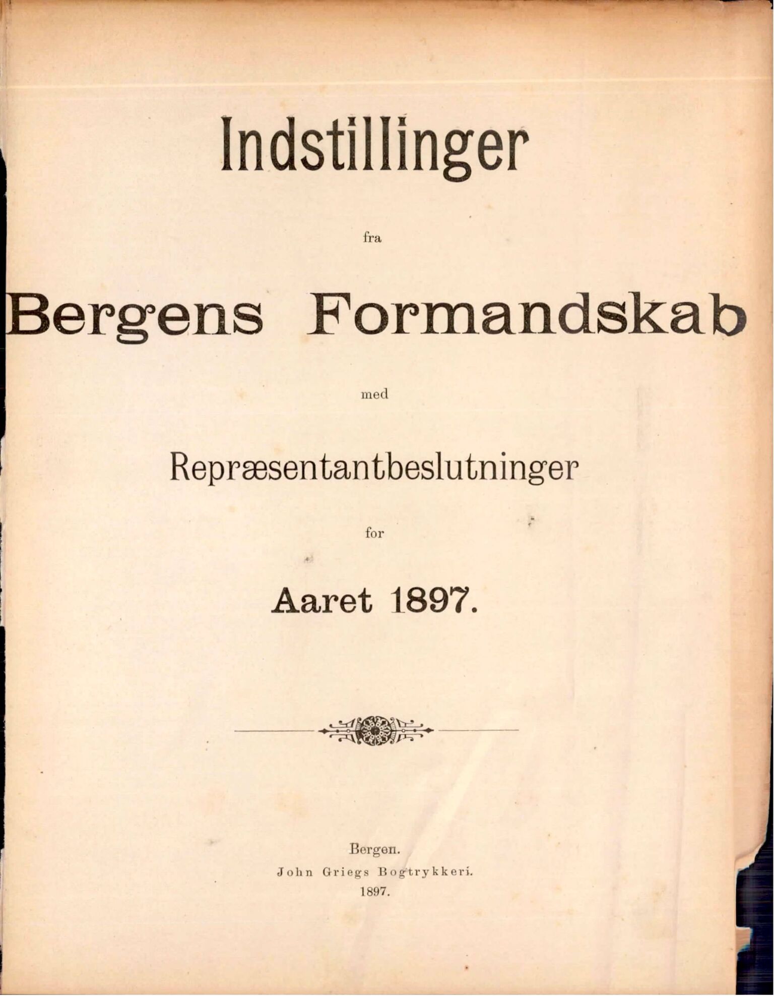 Bergen kommune. Formannskapet, BBA/A-0003/Ad/L0055: Bergens Kommuneforhandlinger, bind I, 1897