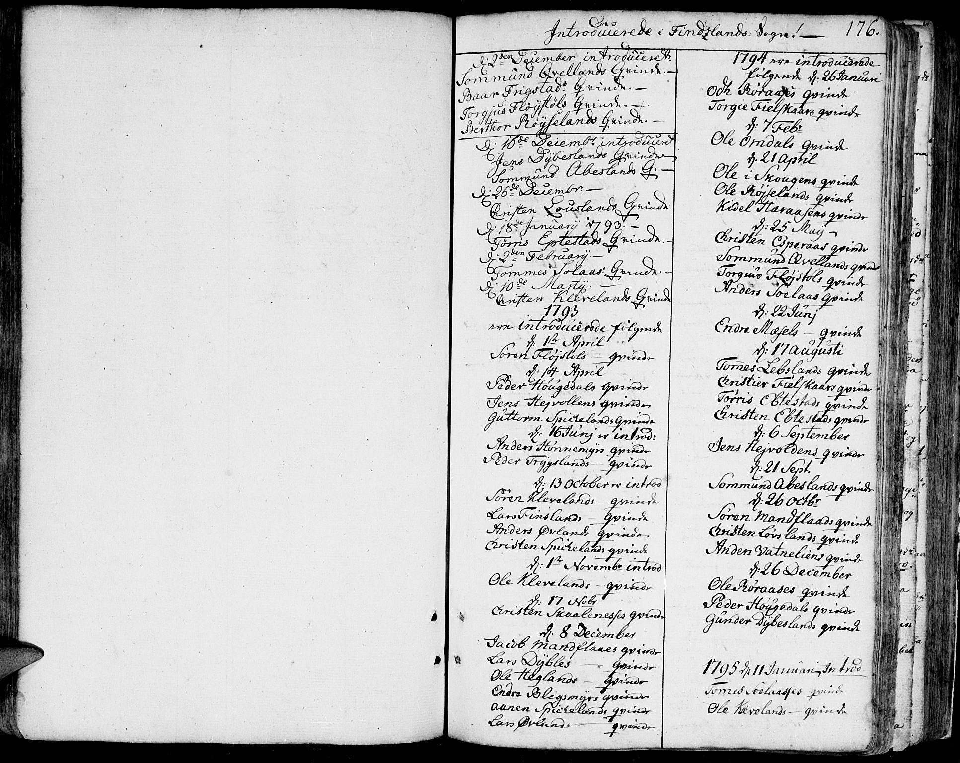 Bjelland sokneprestkontor, SAK/1111-0005/F/Fa/Faa/L0001: Ministerialbok nr. A 1 /2, 1793-1815, s. 176
