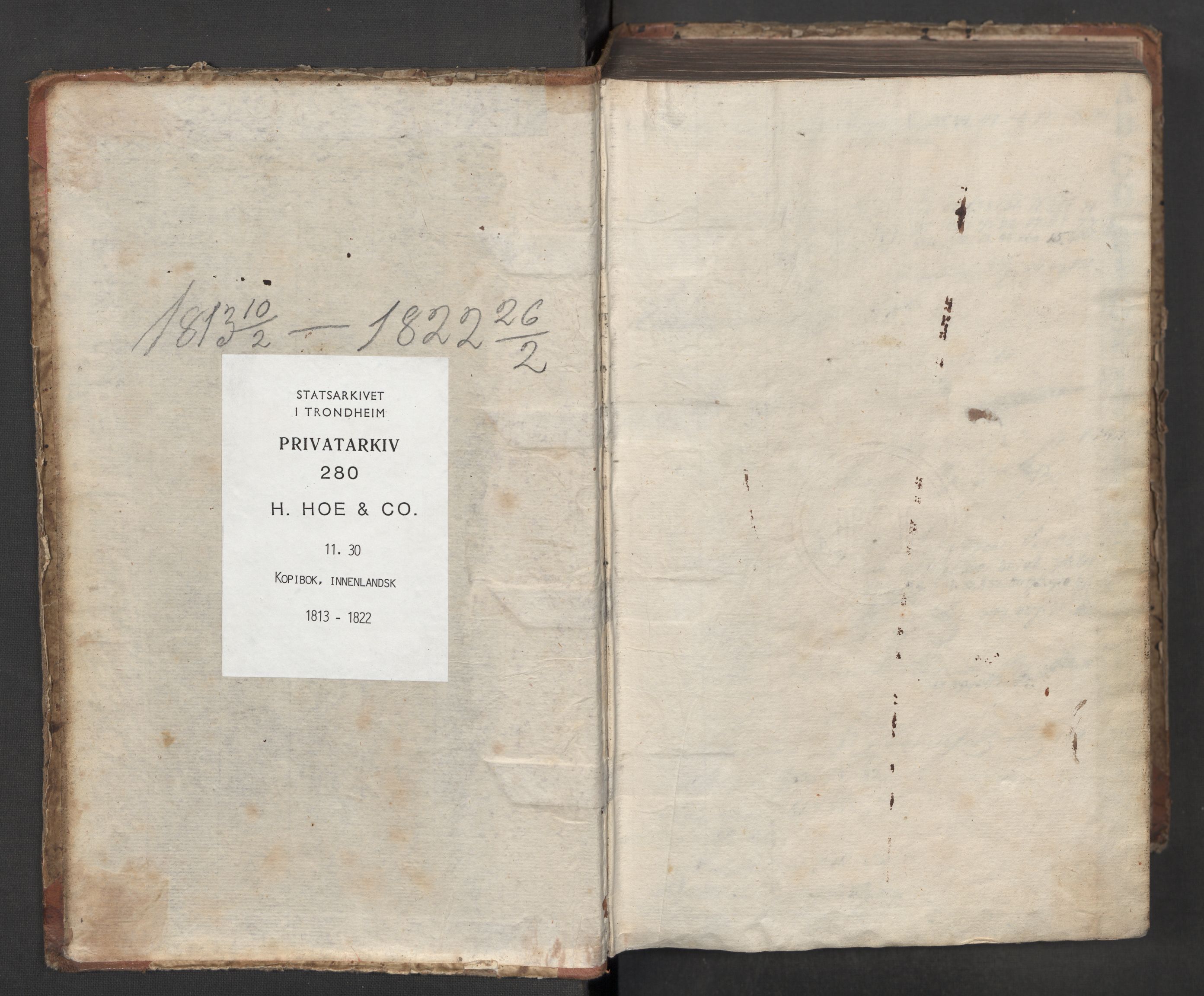 Hoë, Herman & Co, AV/SAT-PA-0280/11/L0030: Kopibok, innenlandsk, 1813-1822