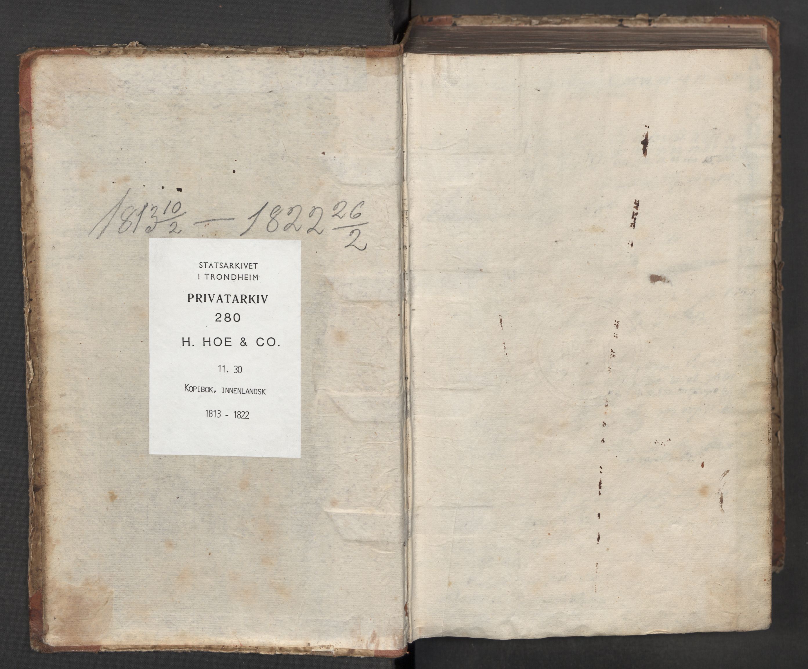 Hoë, Herman & Co, SAT/PA-0280/11/L0030: Kopibok, innenlandsk, 1813-1822