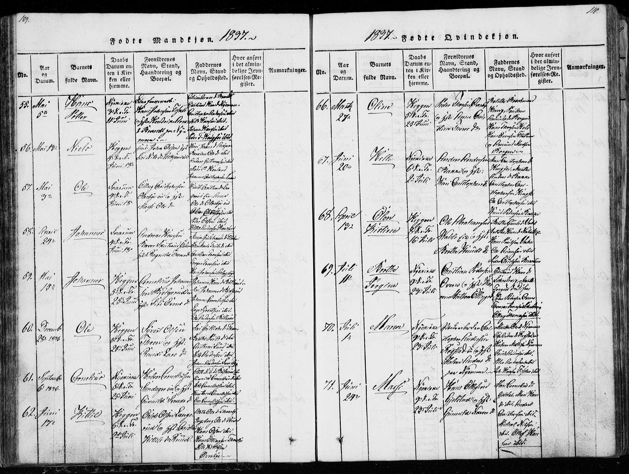 Modum kirkebøker, AV/SAKO-A-234/G/Ga/L0003: Klokkerbok nr. I 3, 1832-1842, s. 109-110