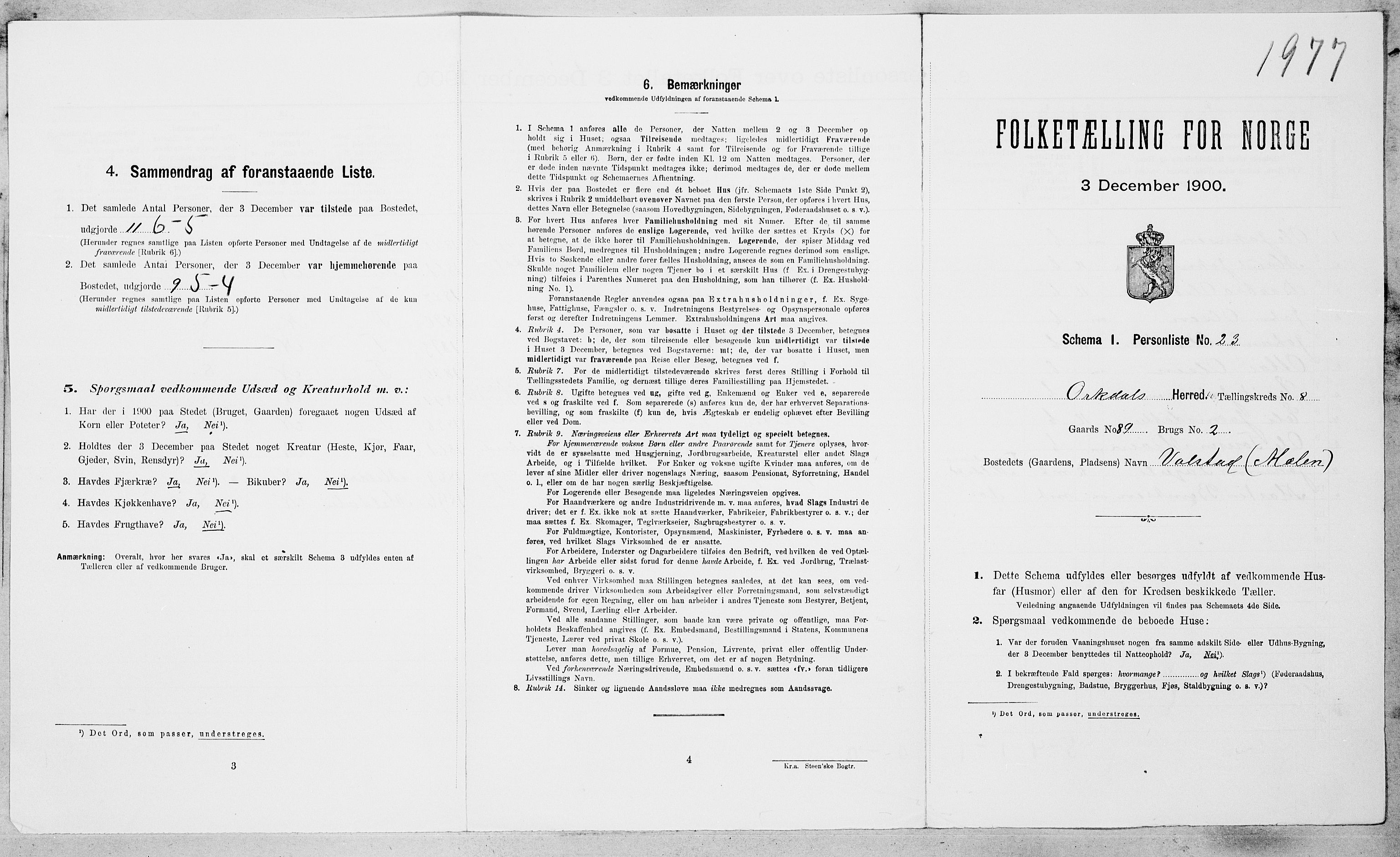 SAT, Folketelling 1900 for 1638 Orkdal herred, 1900, s. 1283