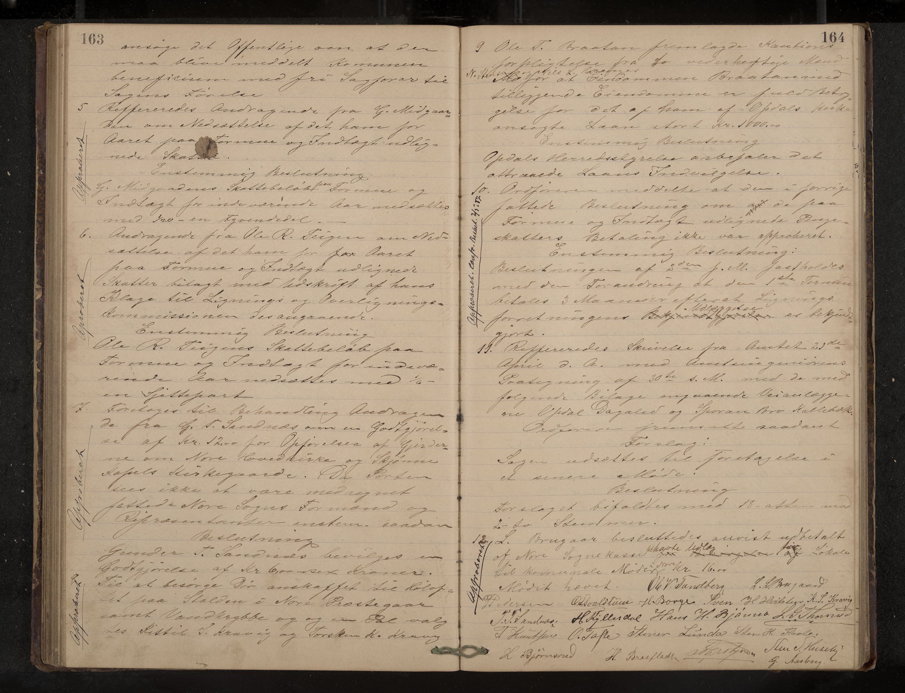 Nore og Uvdal formannskap, IKAK/0633021-1/A/L0002: Møtebok, 1883-1893, s. 163-164