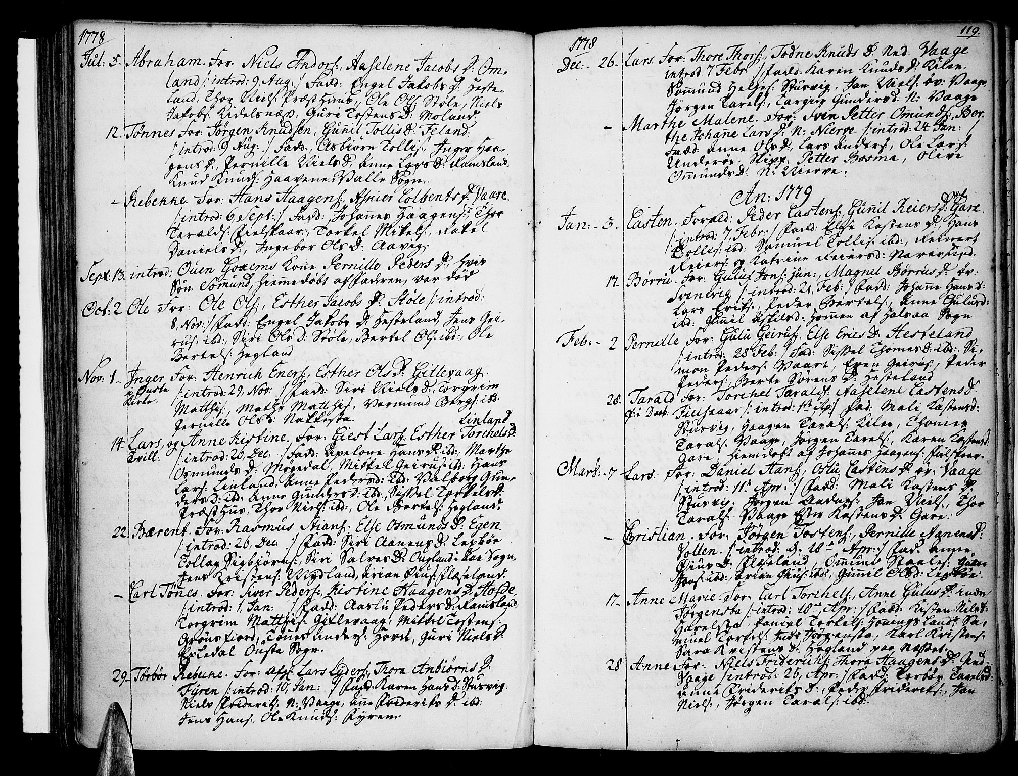 Sør-Audnedal sokneprestkontor, AV/SAK-1111-0039/F/Fa/Fab/L0002: Ministerialbok nr. A 2 /2, 1770-1804, s. 119