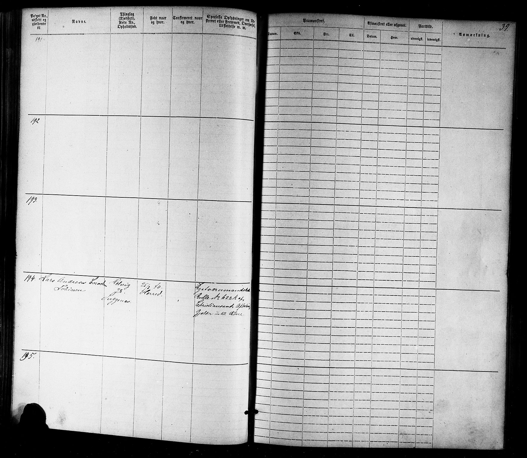 Farsund mønstringskrets, SAK/2031-0017/F/Fa/L0005: Annotasjonsrulle nr 1-1910 med register, Z-2, 1869-1877, s. 65