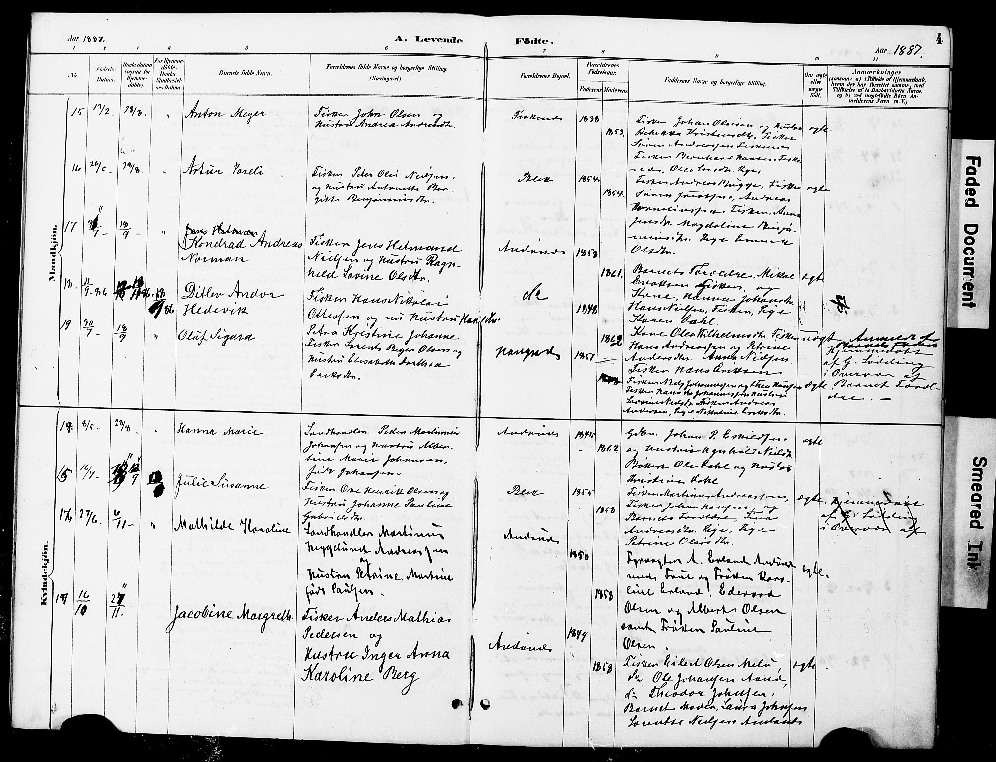 Ministerialprotokoller, klokkerbøker og fødselsregistre - Nordland, AV/SAT-A-1459/899/L1448: Klokkerbok nr. 899C03, 1887-1902, s. 4