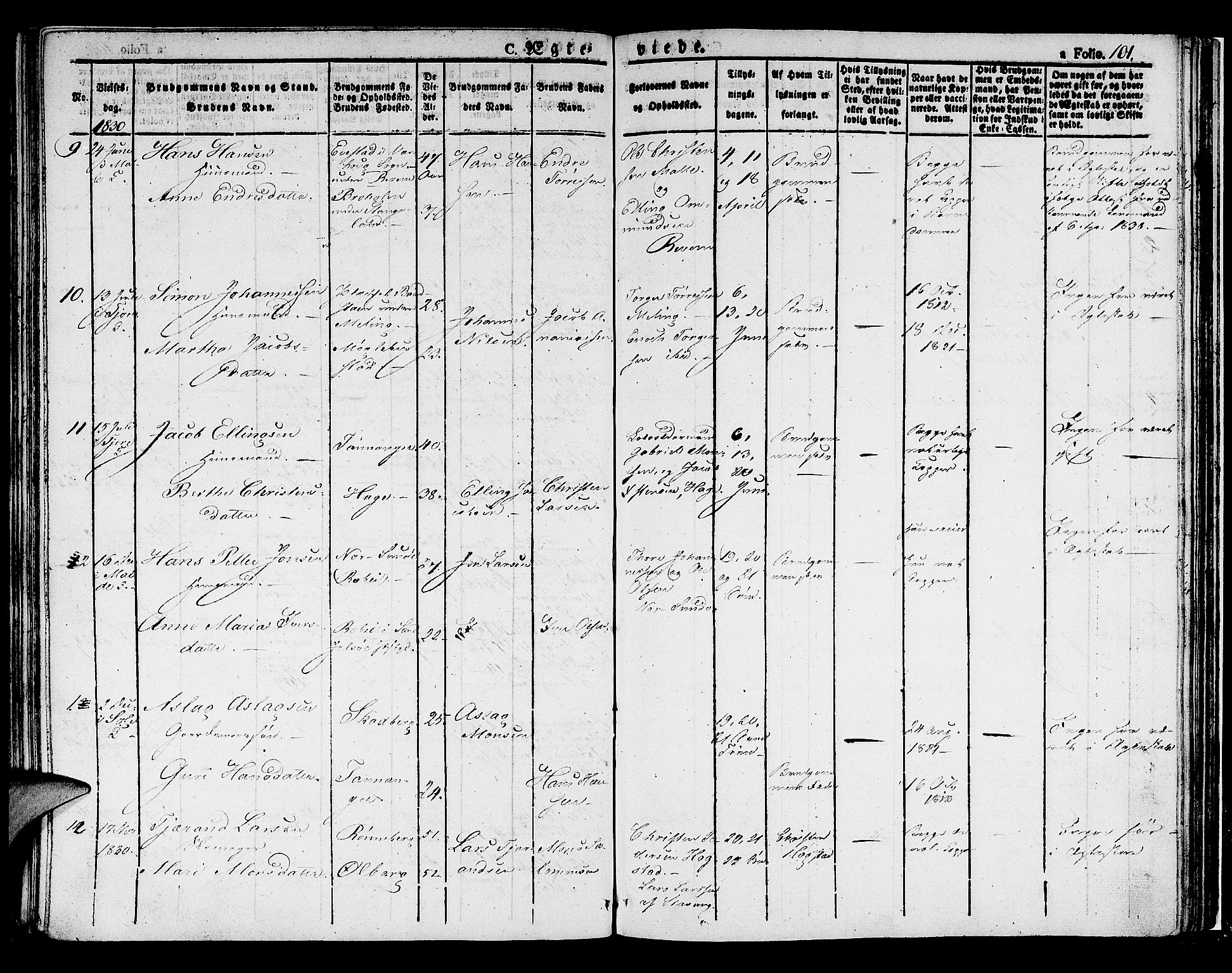 Håland sokneprestkontor, AV/SAST-A-101802/001/30BA/L0005: Ministerialbok nr. A 5, 1829-1841, s. 101