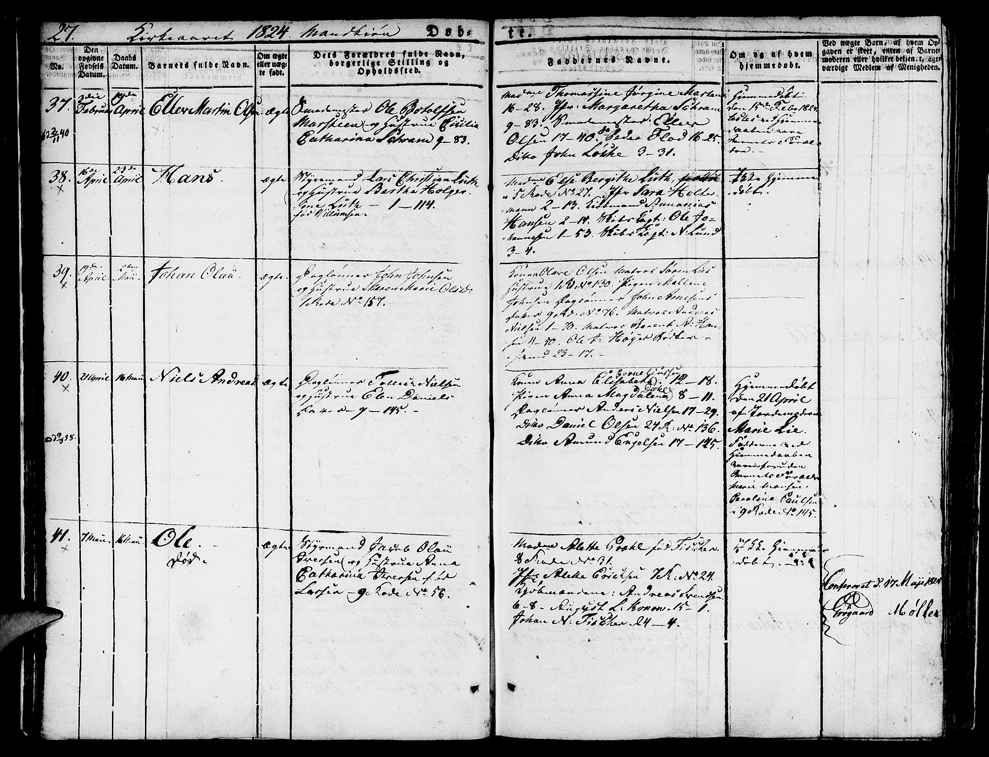 Nykirken Sokneprestembete, AV/SAB-A-77101/H/Hab: Klokkerbok nr. A 5I, 1821-1841, s. 27