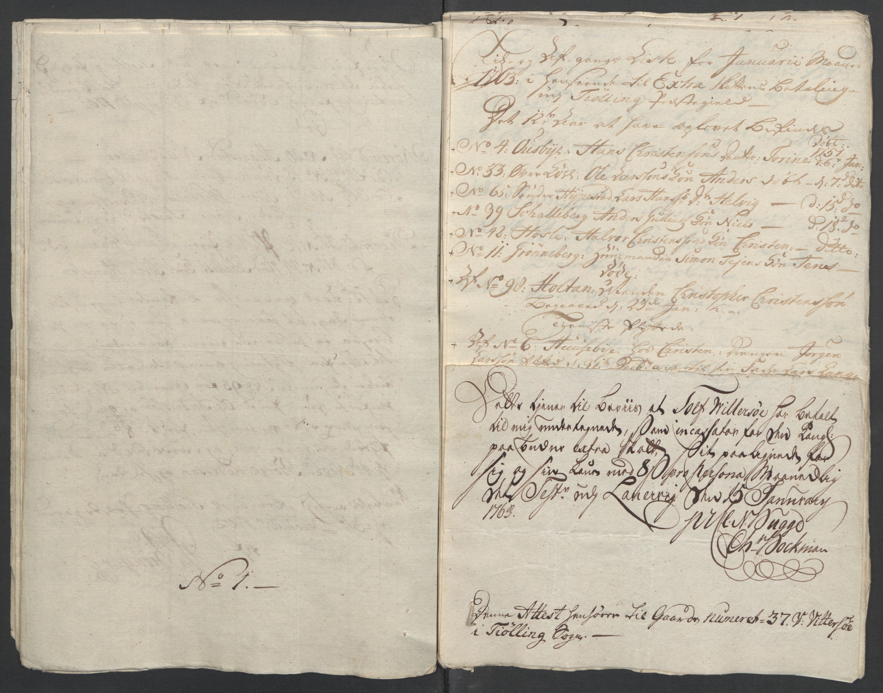 Rentekammeret inntil 1814, Reviderte regnskaper, Fogderegnskap, AV/RA-EA-4092/R33/L2033: Ekstraskatten Larvik grevskap, 1762-1764, s. 248