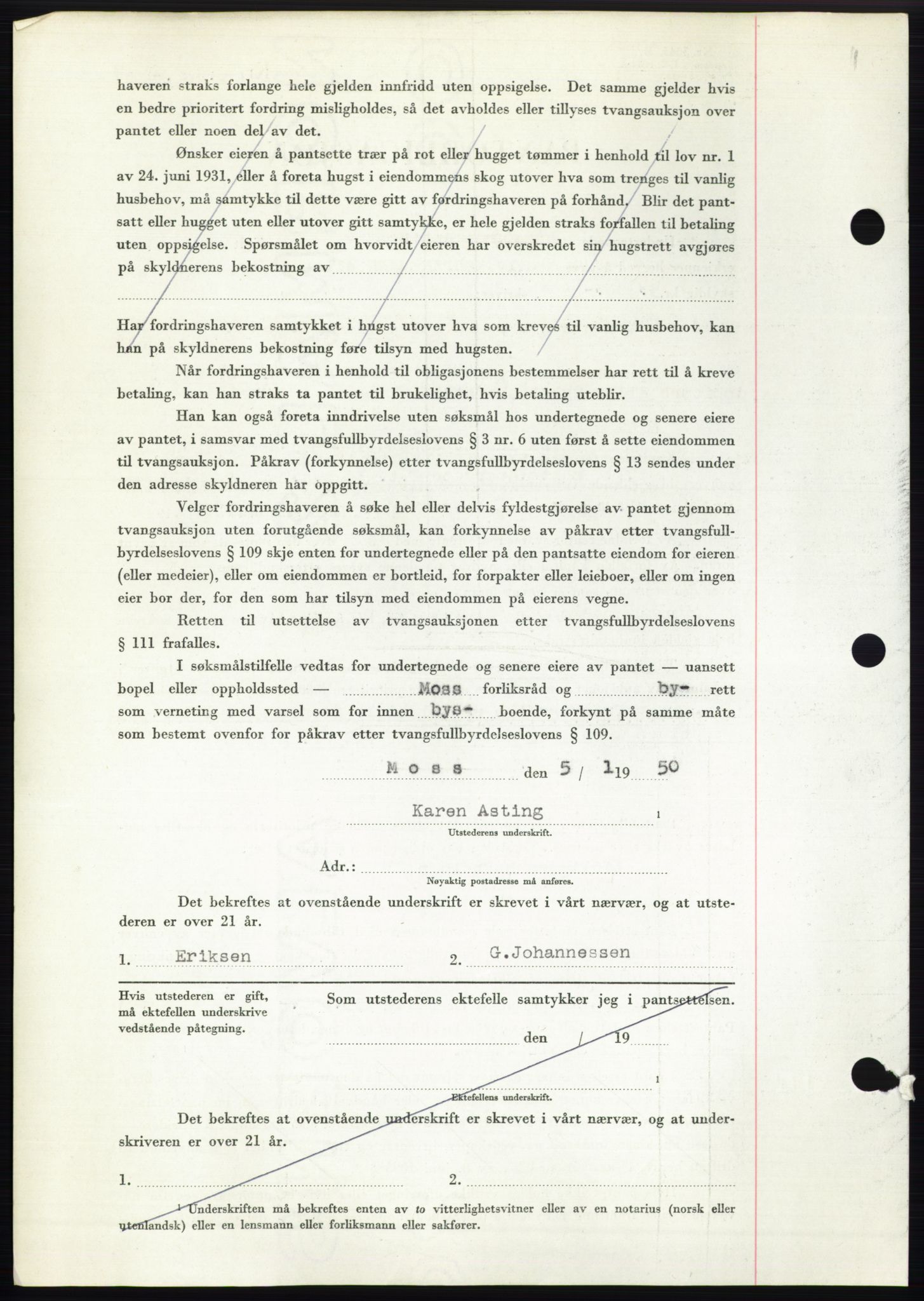 Moss sorenskriveri, SAO/A-10168: Pantebok nr. B23, 1949-1950, Dagboknr: 237/1950