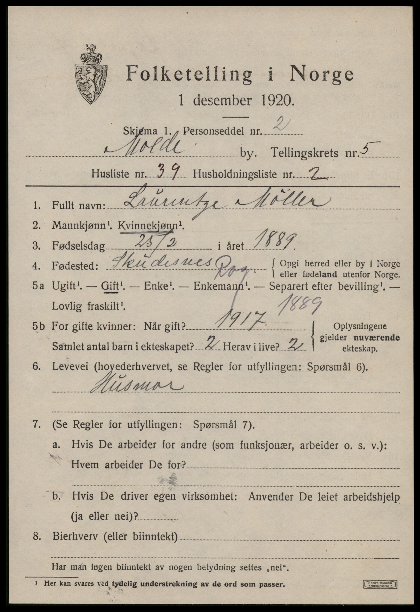 SAT, Folketelling 1920 for 1502 Molde kjøpstad, 1920, s. 7261