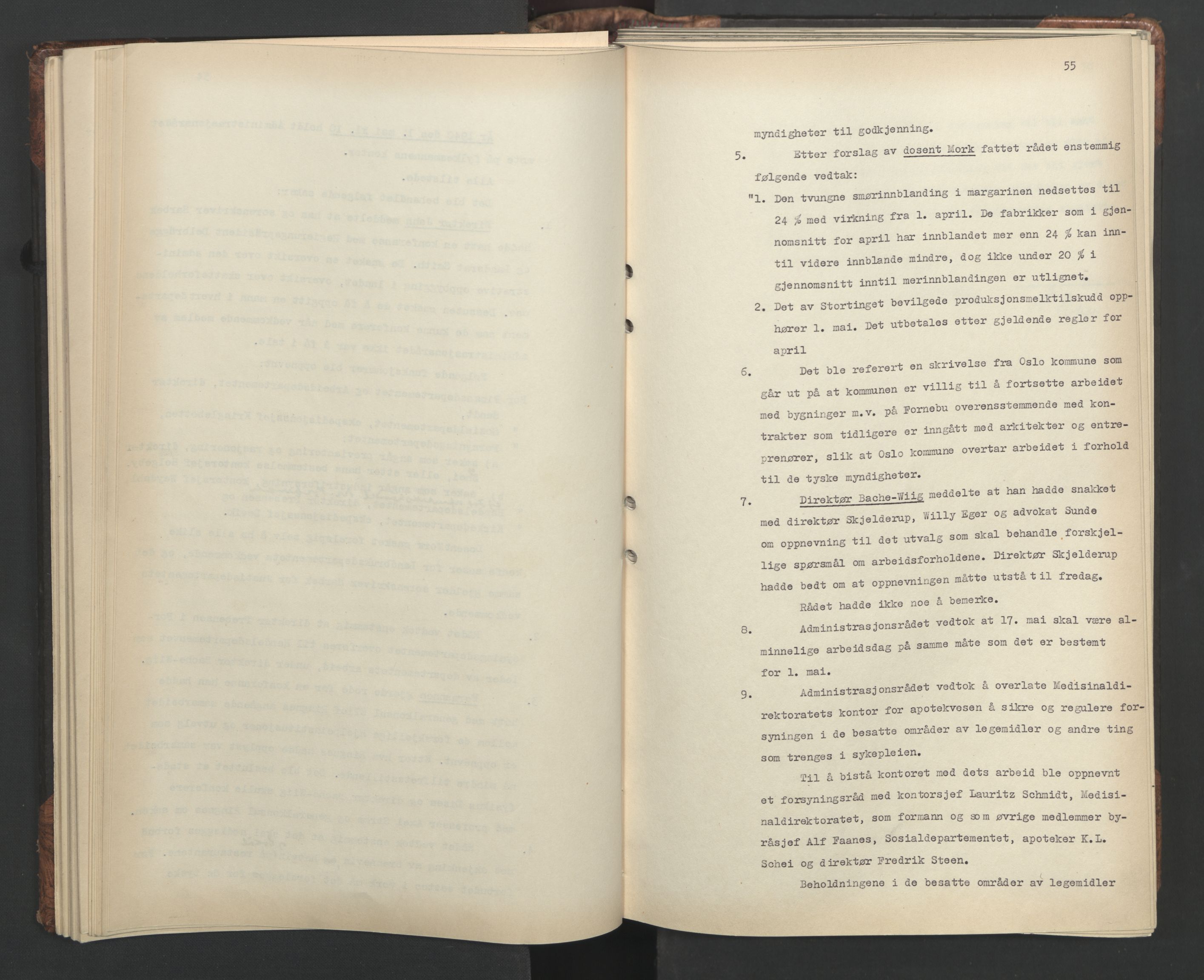 Administrasjonsrådet, RA/S-1004/A/L0001: Møteprotokoll med tillegg 15/4-25/9, 1940, s. 55