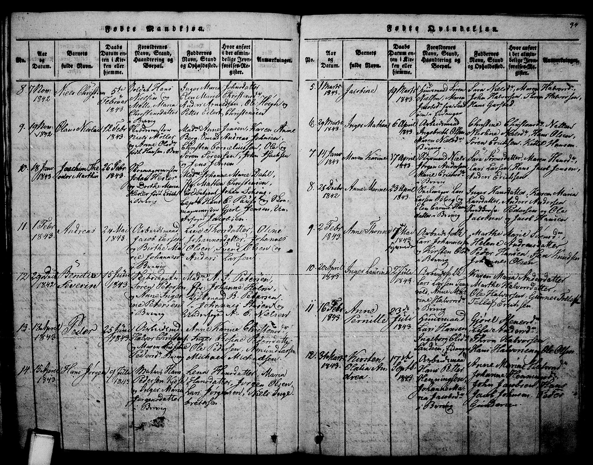 Brevik kirkebøker, AV/SAKO-A-255/F/Fa/L0004: Ministerialbok nr. 4, 1814-1846, s. 94