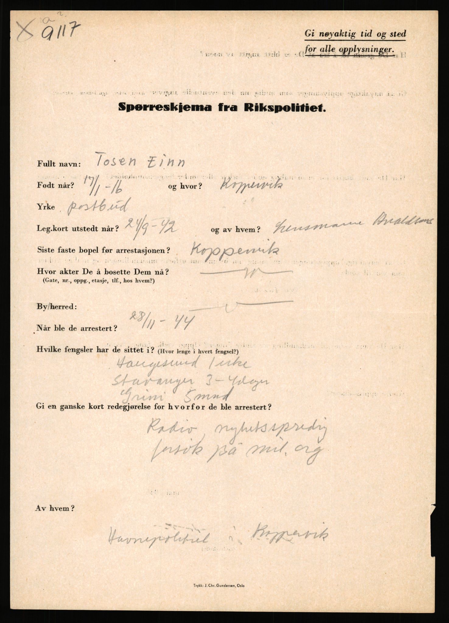 Rikspolitisjefen, AV/RA-S-1560/L/L0017: Tidemann, Hermann G. - Veum, Tjostolv, 1940-1945, s. 367