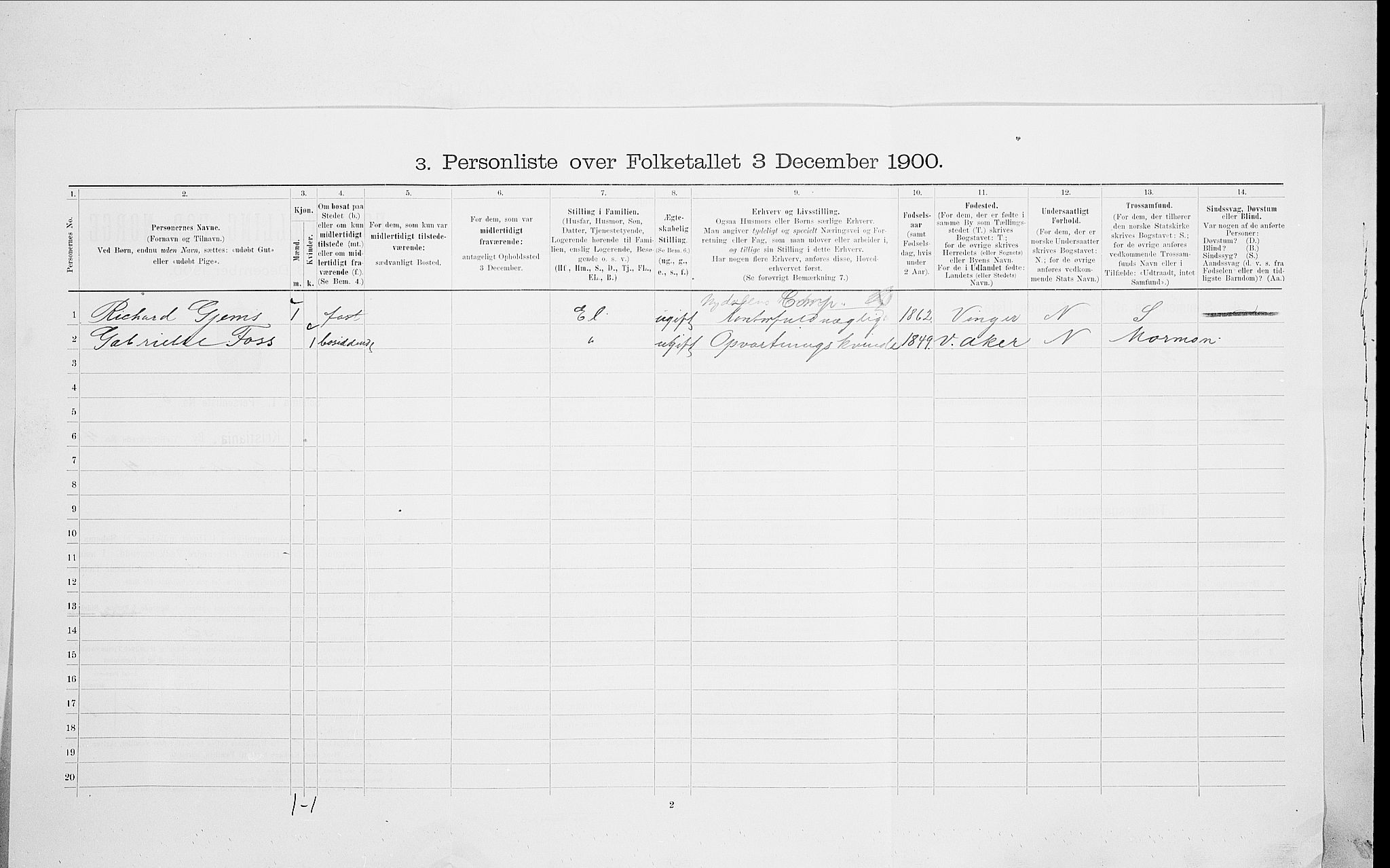 SAO, Folketelling 1900 for 0301 Kristiania kjøpstad, 1900, s. 102649
