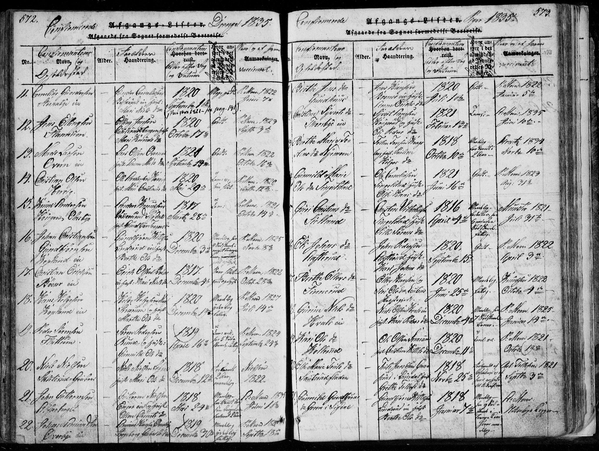 Modum kirkebøker, AV/SAKO-A-234/F/Fa/L0006: Ministerialbok nr. 6, 1832-1841, s. 572-573