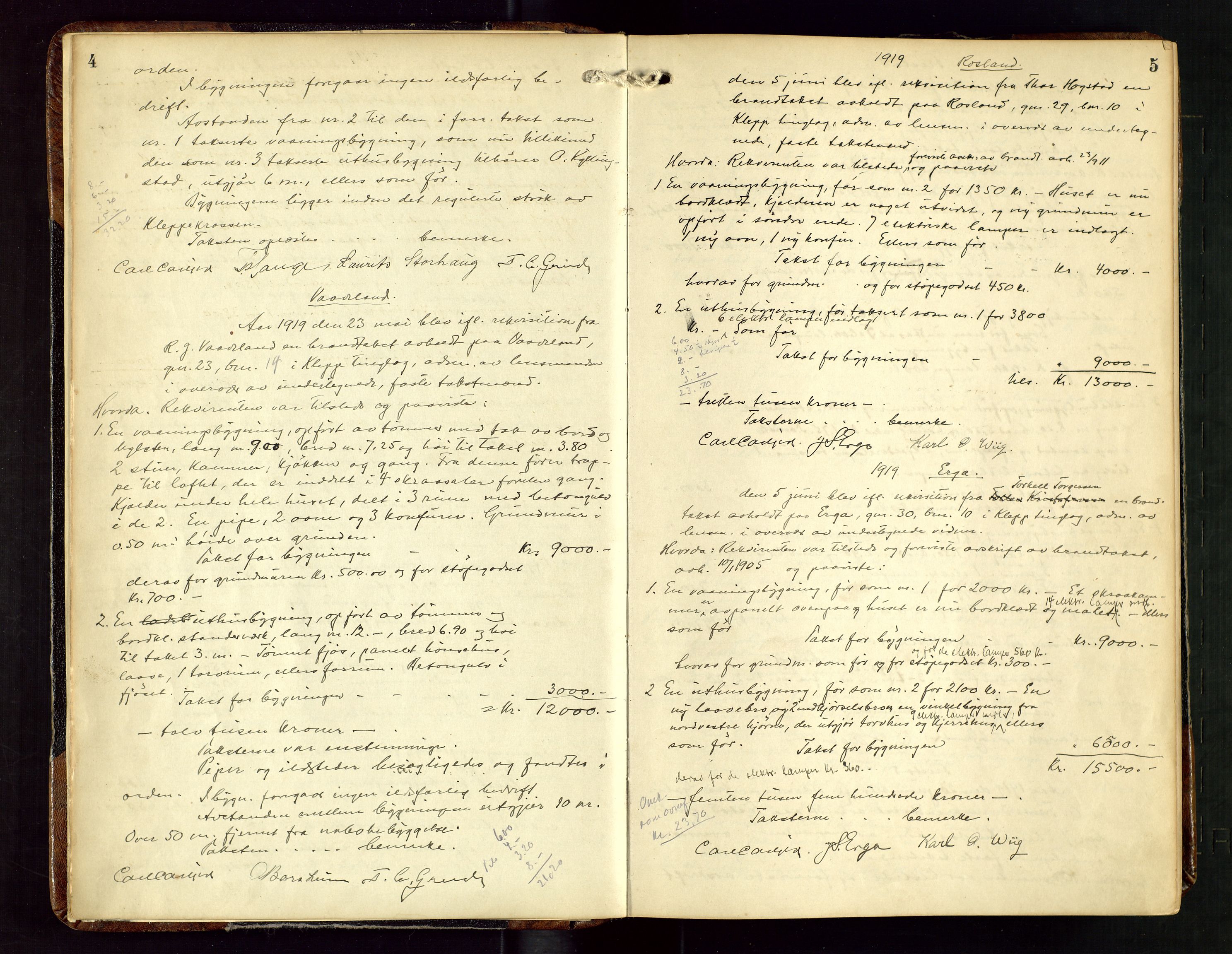 Klepp lensmannskontor, AV/SAST-A-100163/Gob/L0003: "Brandtakstprotokol", 1919-1939, s. 4-5