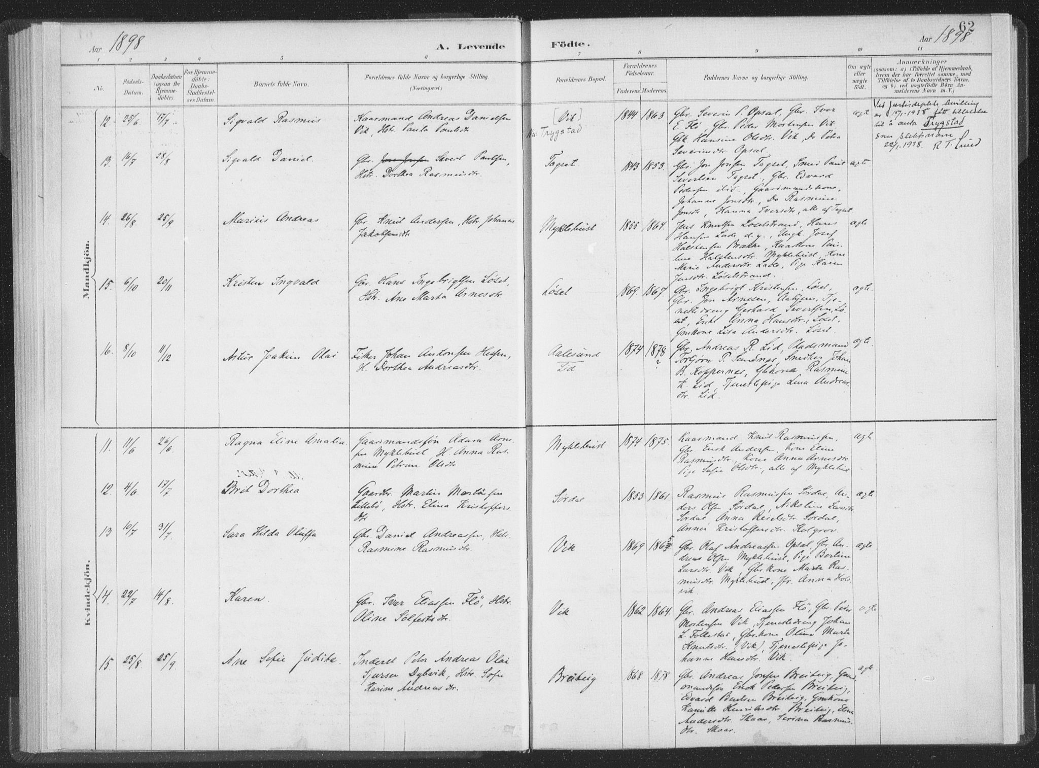 Ministerialprotokoller, klokkerbøker og fødselsregistre - Møre og Romsdal, SAT/A-1454/502/L0025: Ministerialbok nr. 502A03, 1885-1909, s. 62